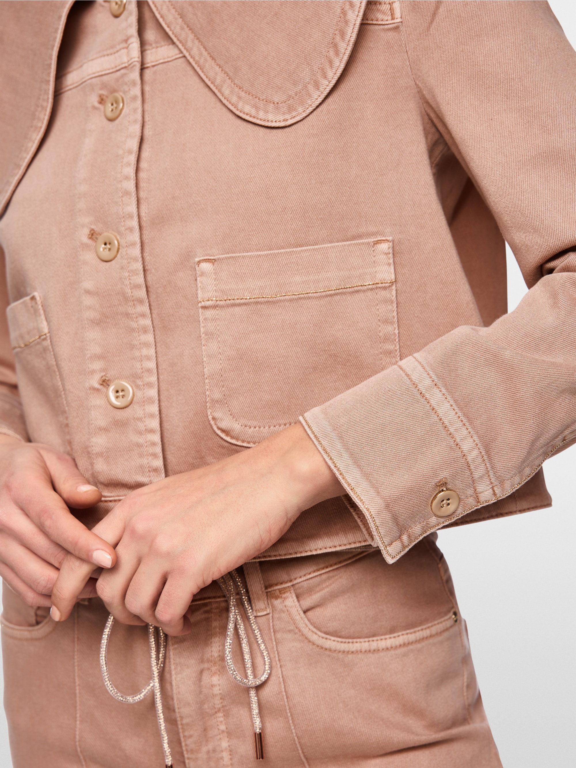 Denim jacket with oversized collar