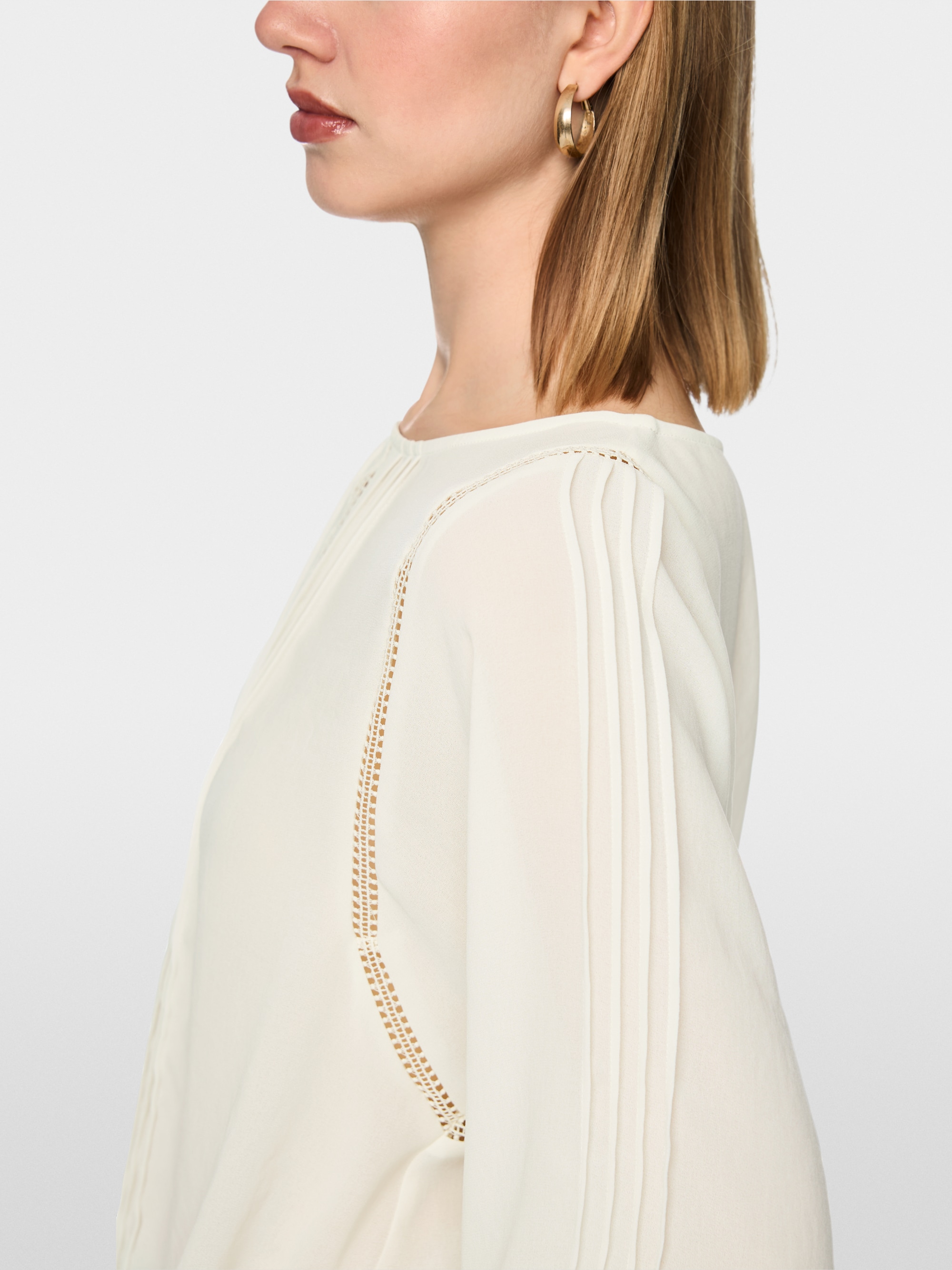 Blouse with lace and pintucks