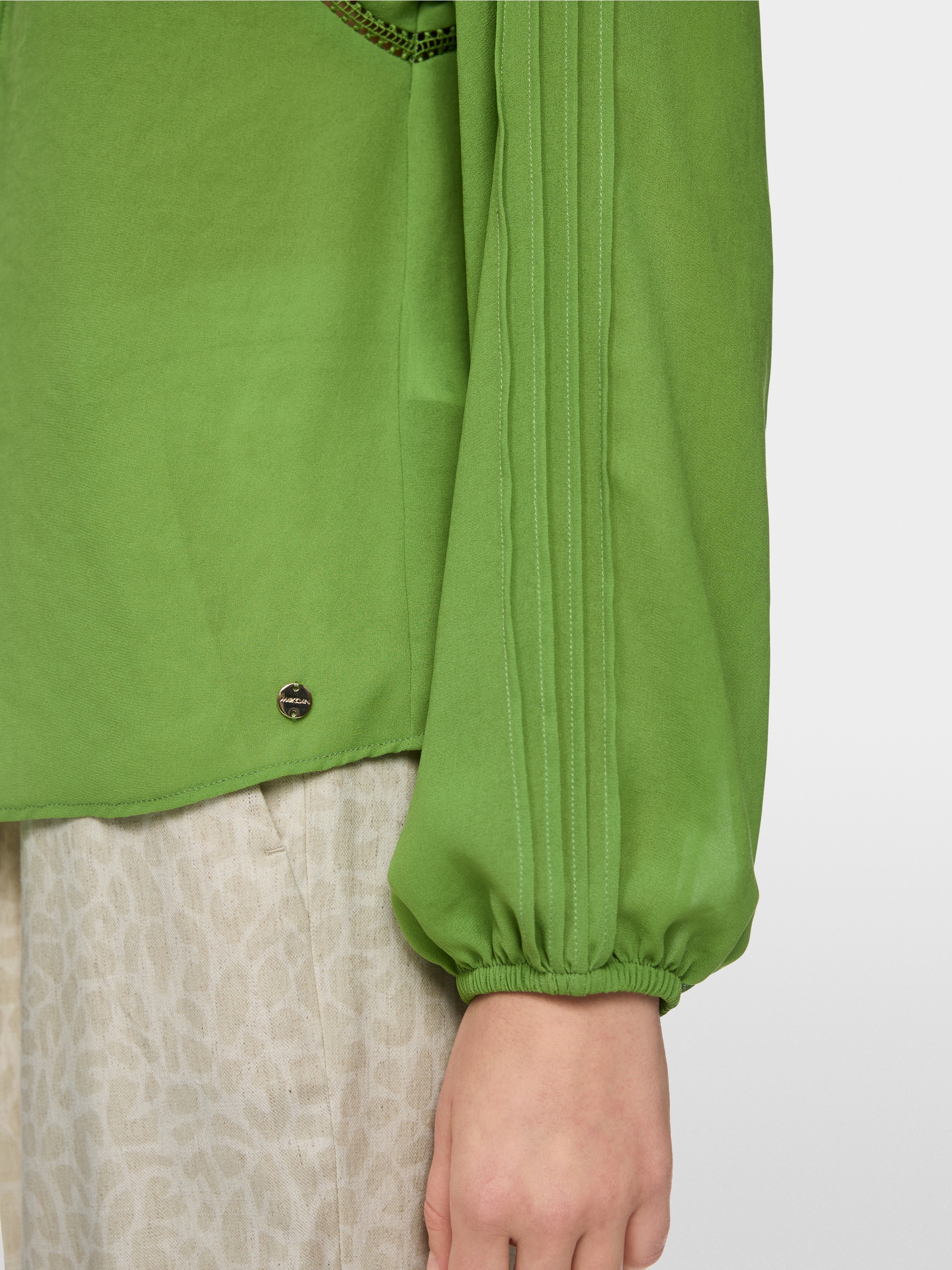 Blouse with lace and pintucks