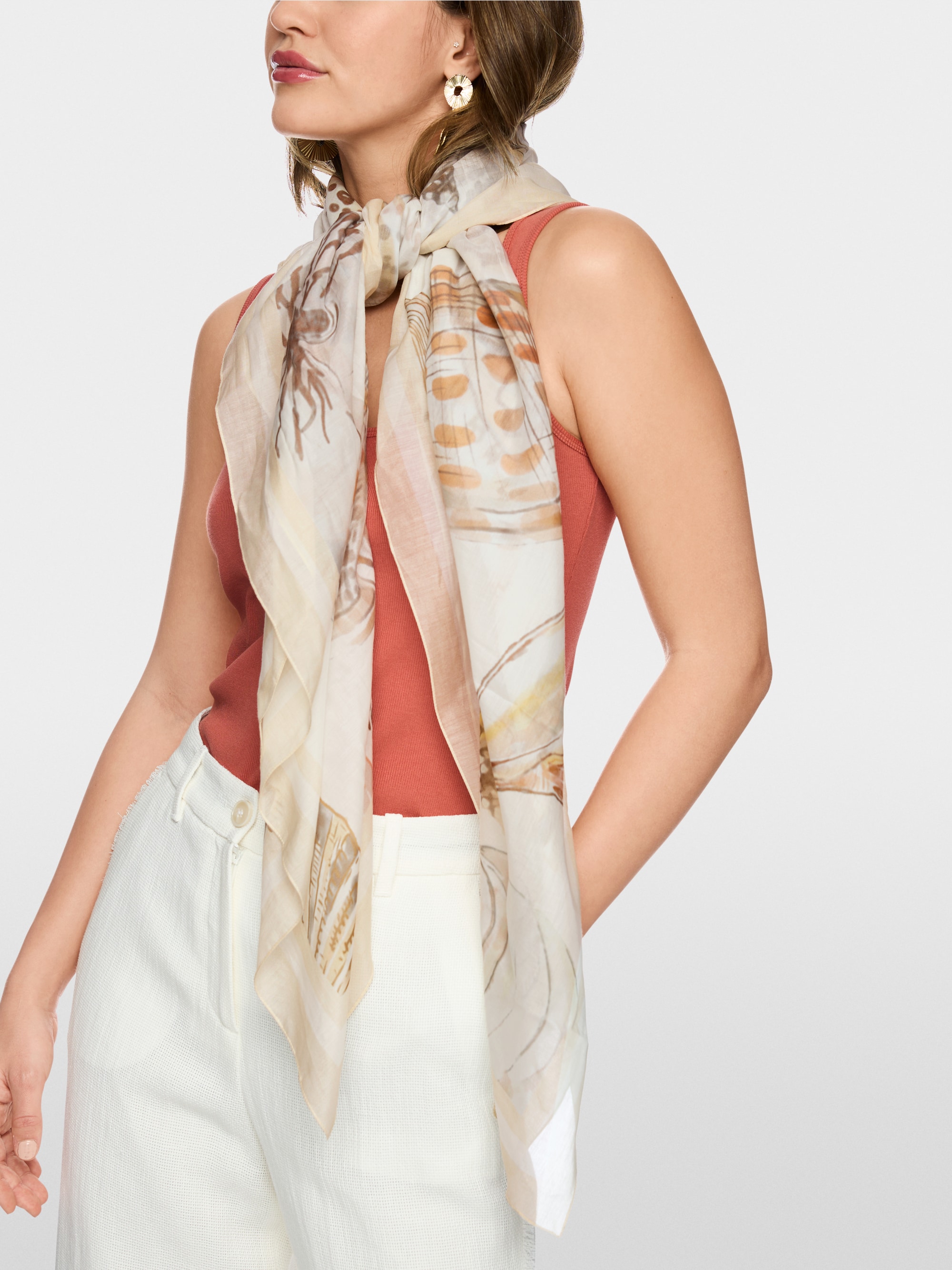 Large scarf with shell print