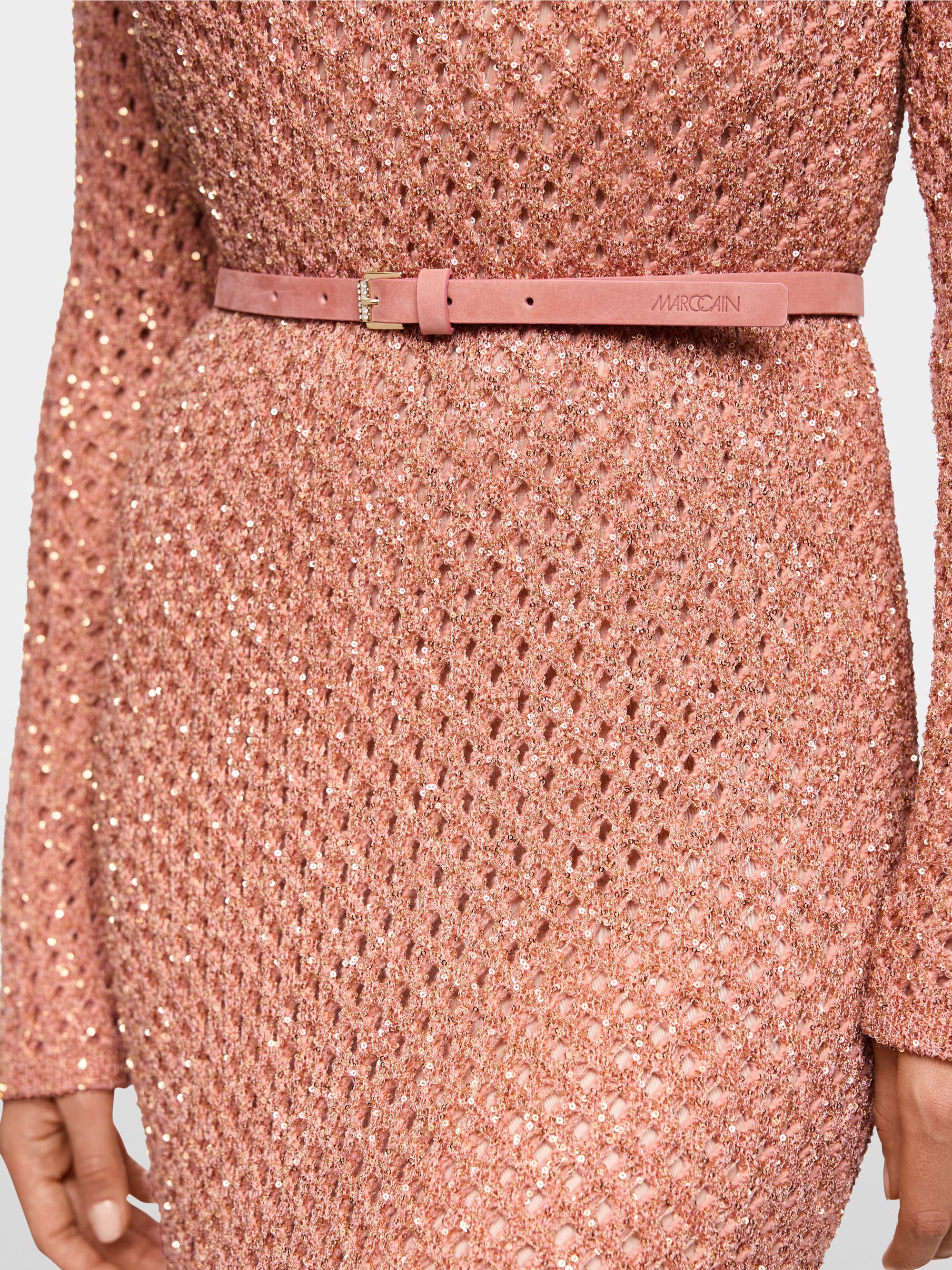 Narrow nubuck leather belt