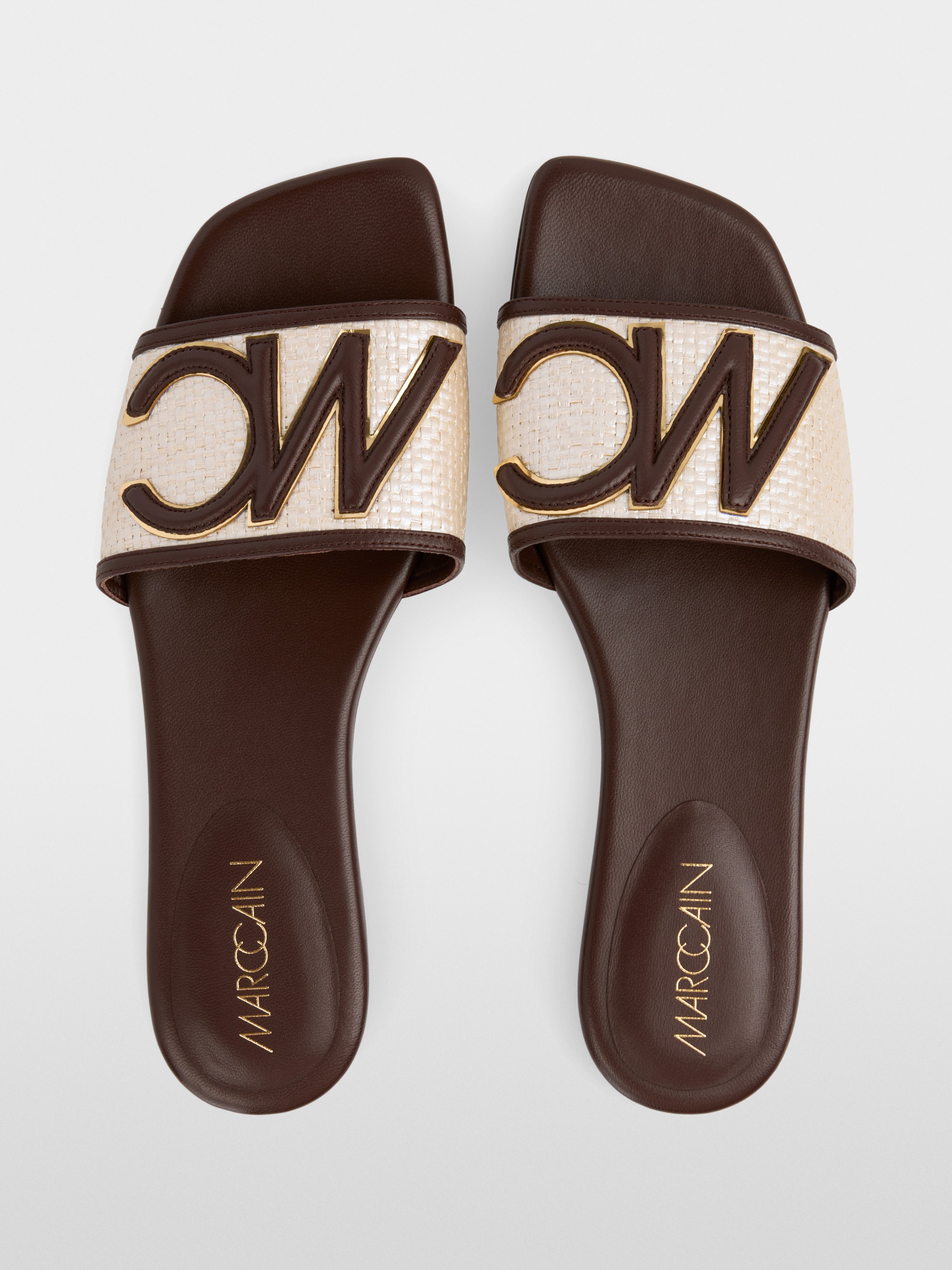 Flat raffia mix sandals