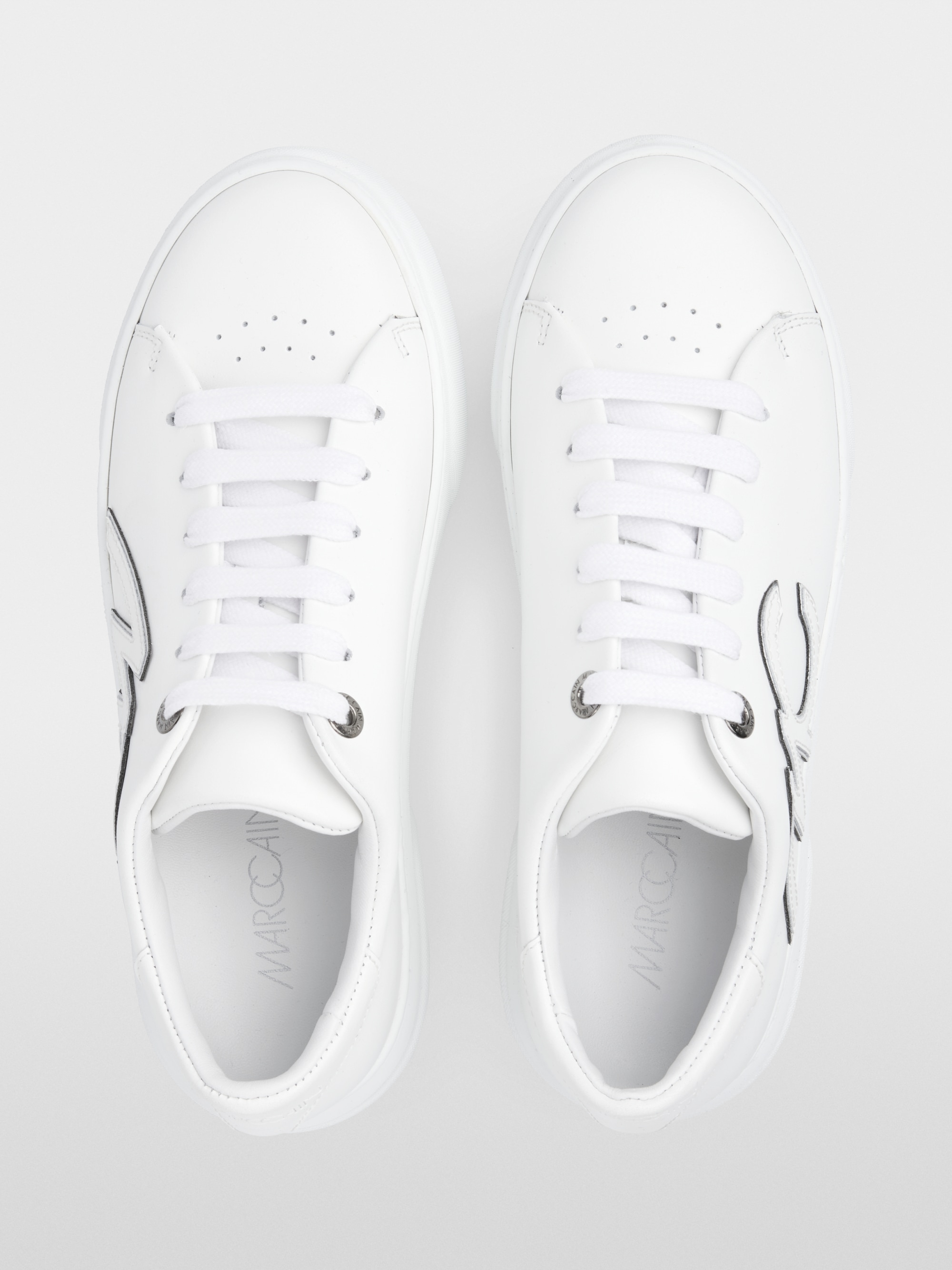 Baskets à semelles compensées en cuir de veau