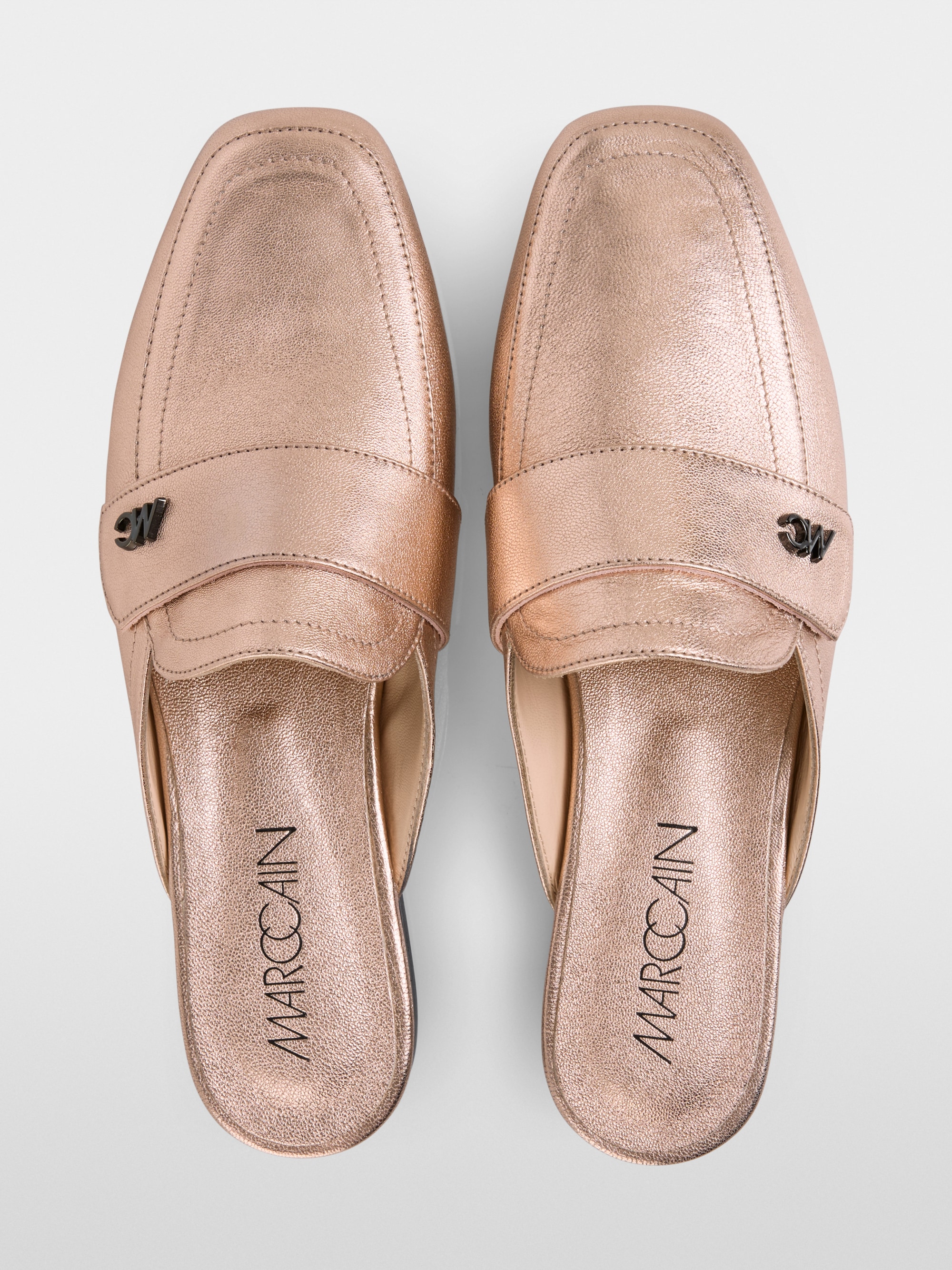 Flat metallic leather loafers