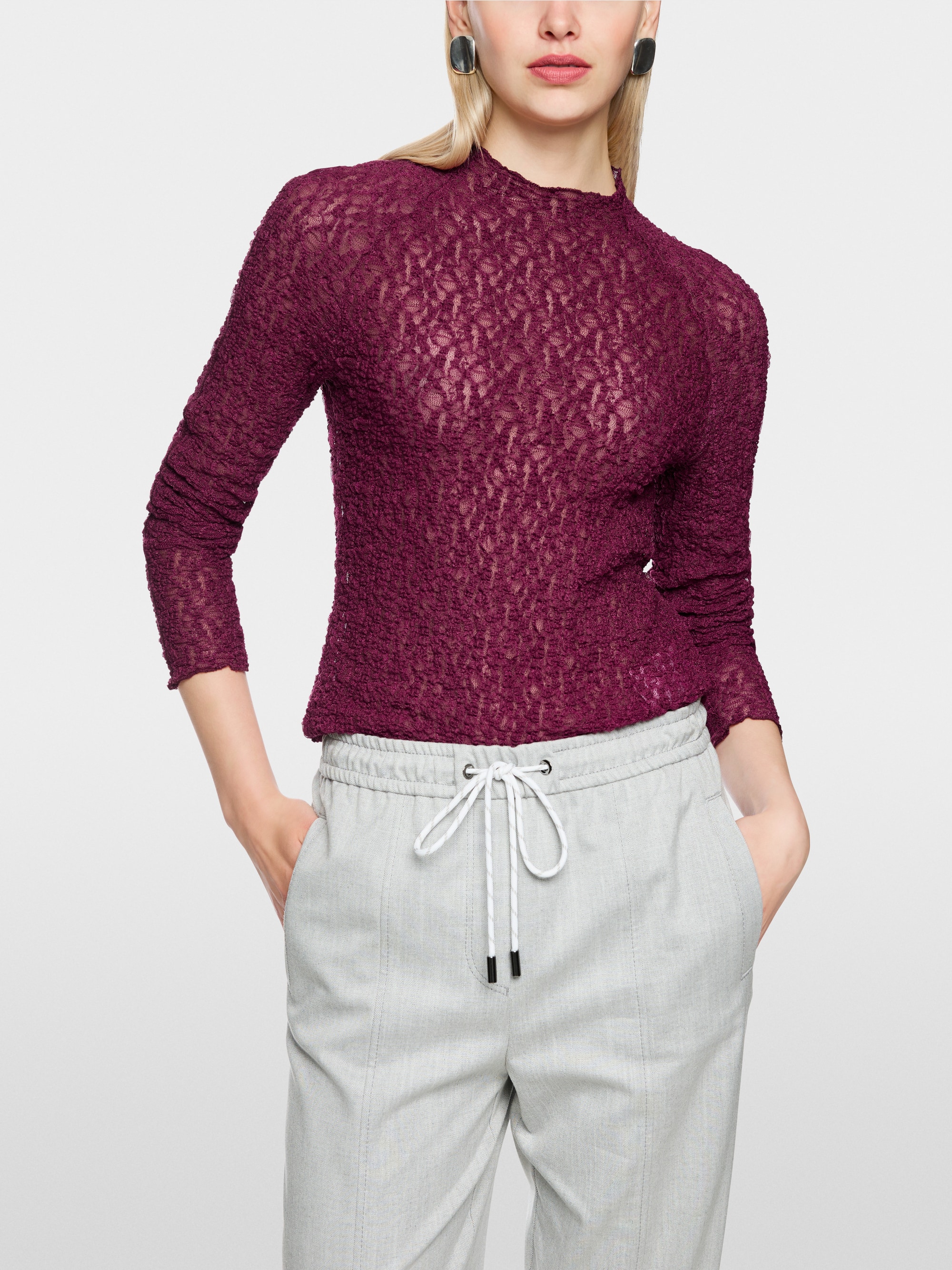 Sheer shirt with lace