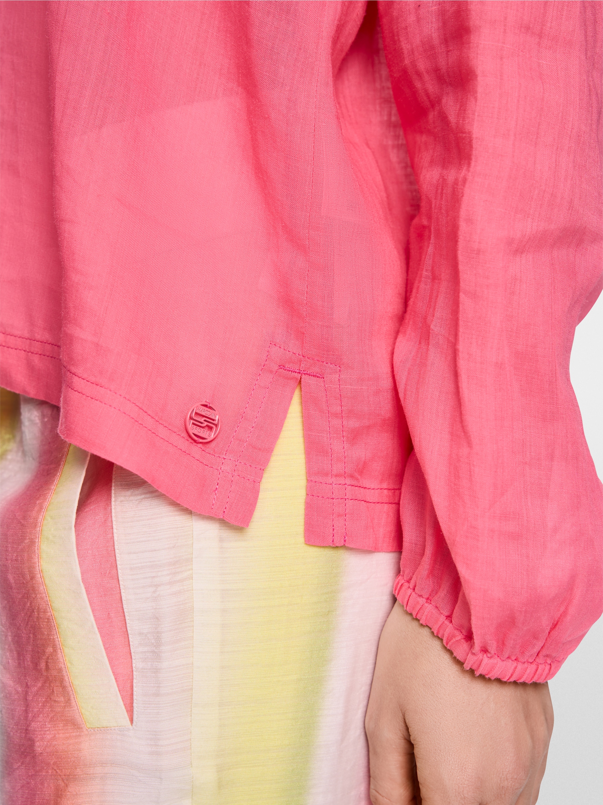 Long-sleeved blouse in ramie