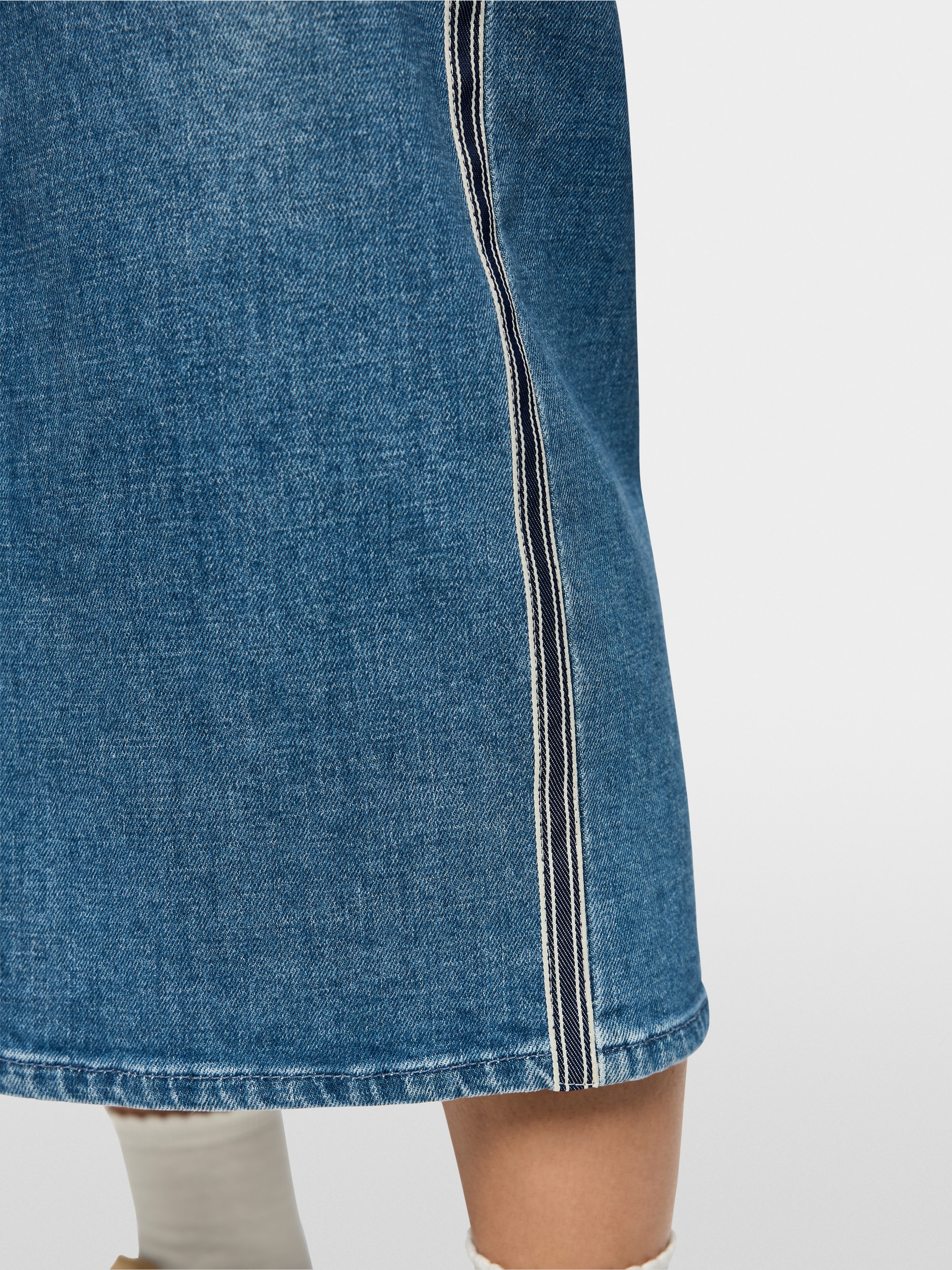 Denim midi skirt with side stripes