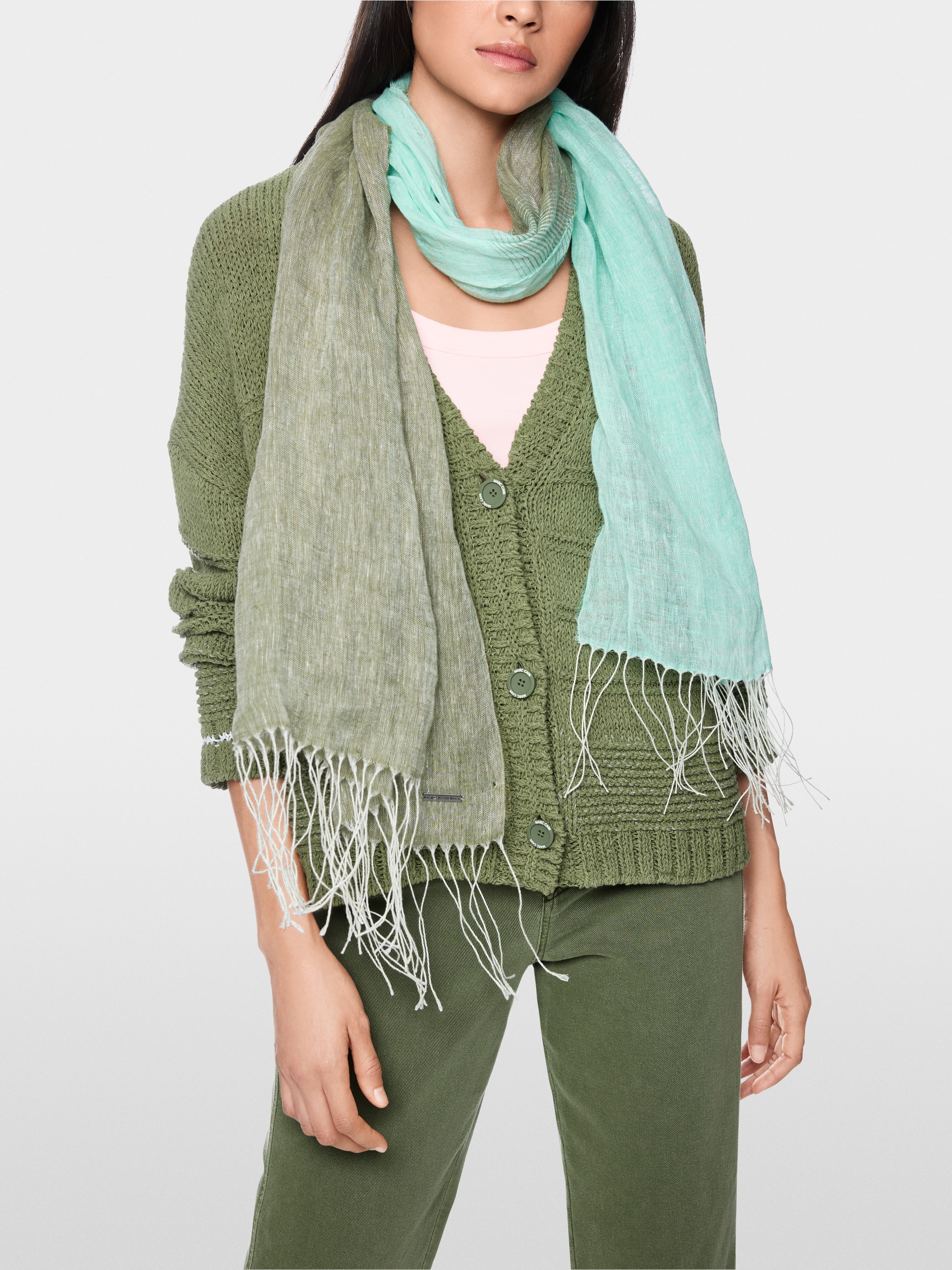 Two-tone linen scarf