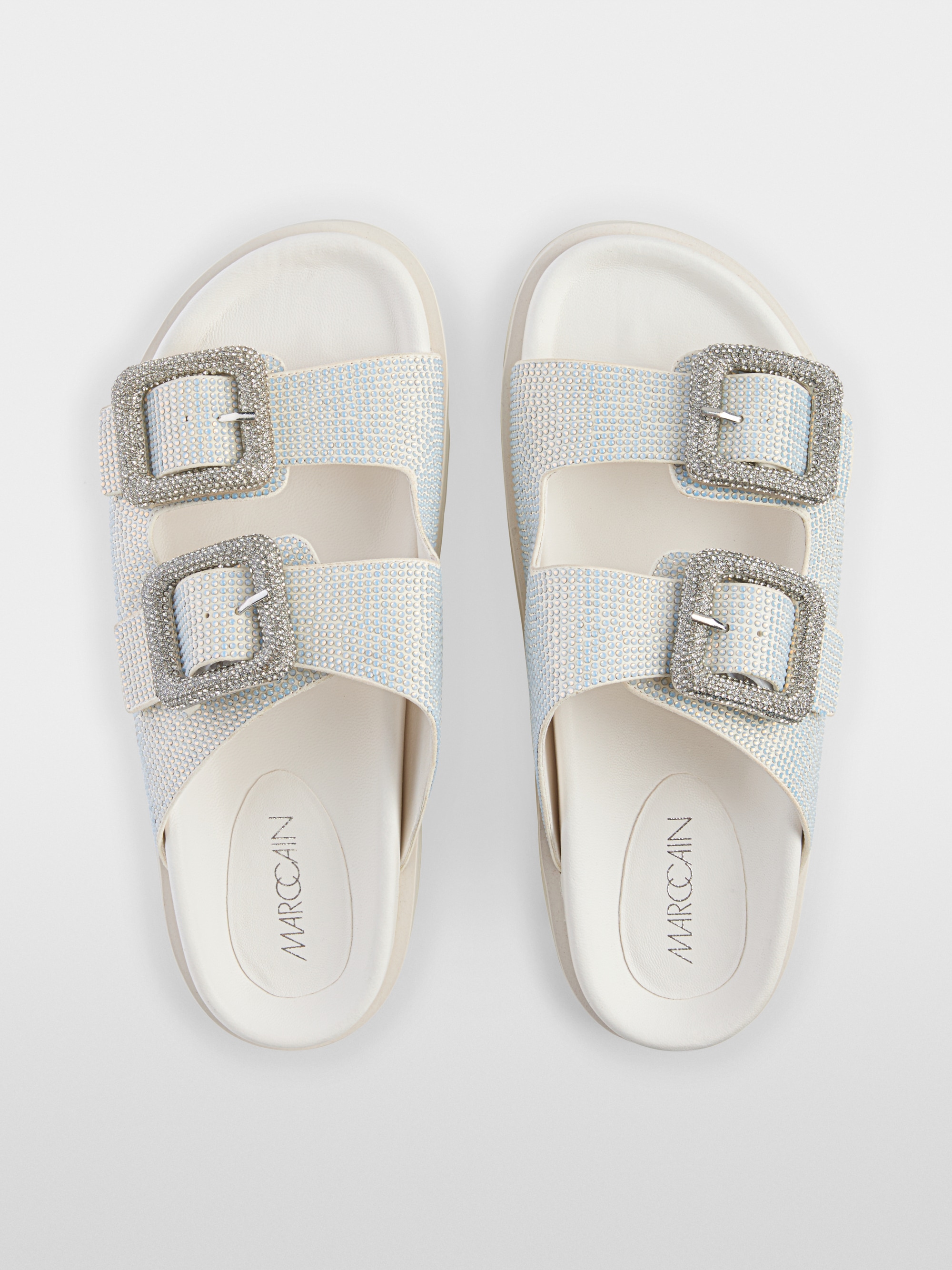 Strappy mules with hotfix stones