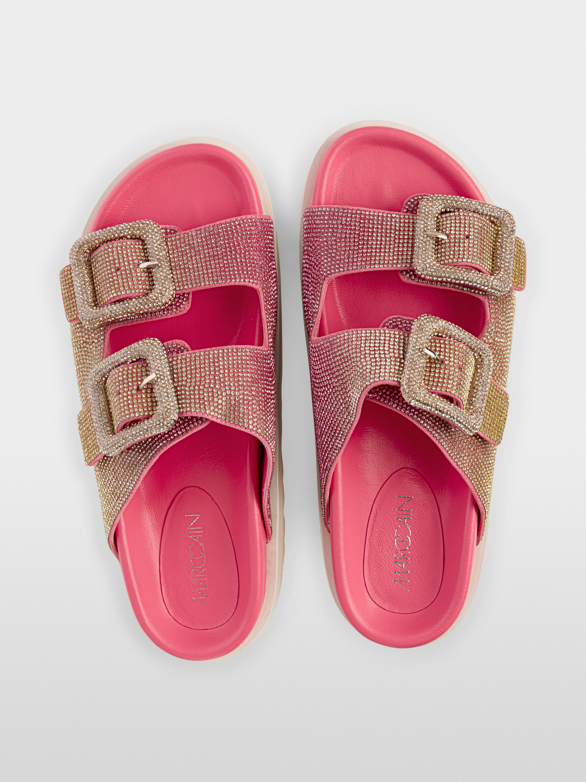 Strappy mules with hotfix stones