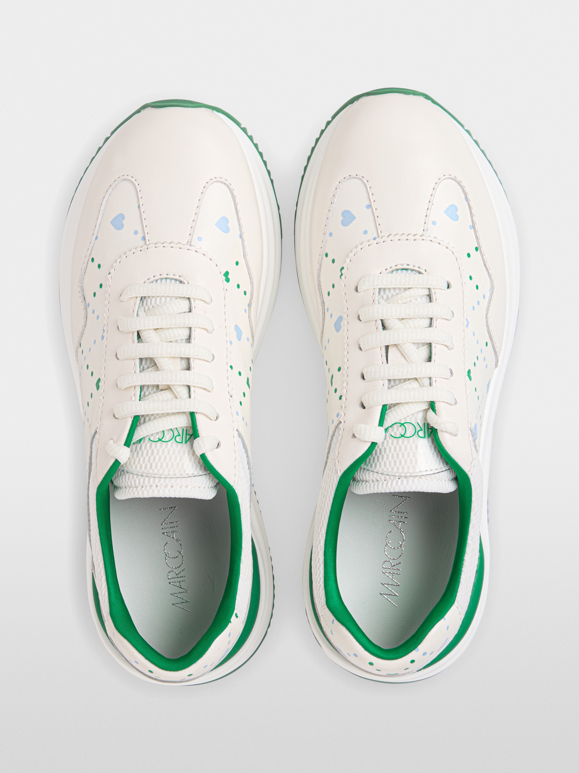 Leather mix trainers with heart print