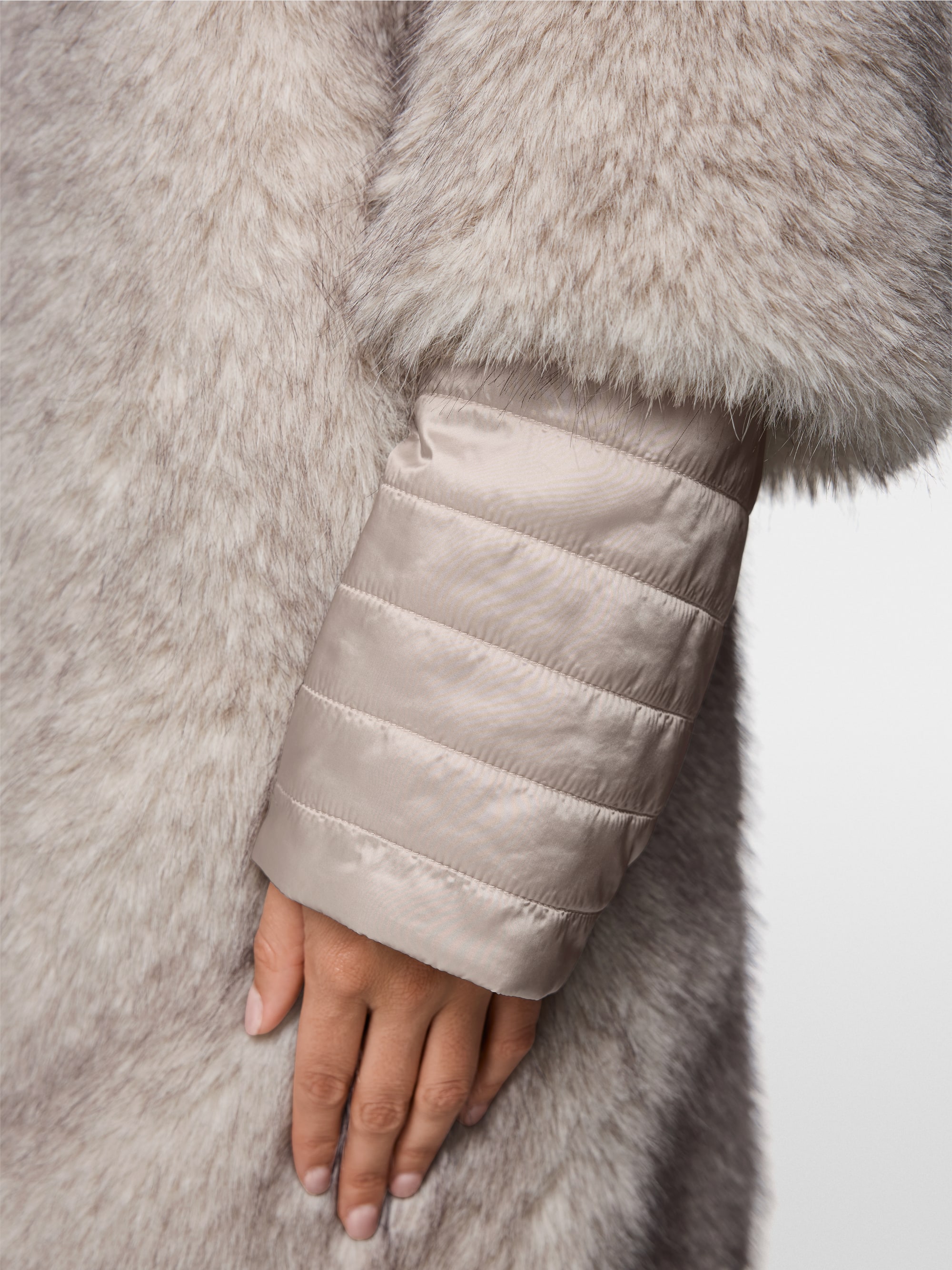 Faux fur coat with hood