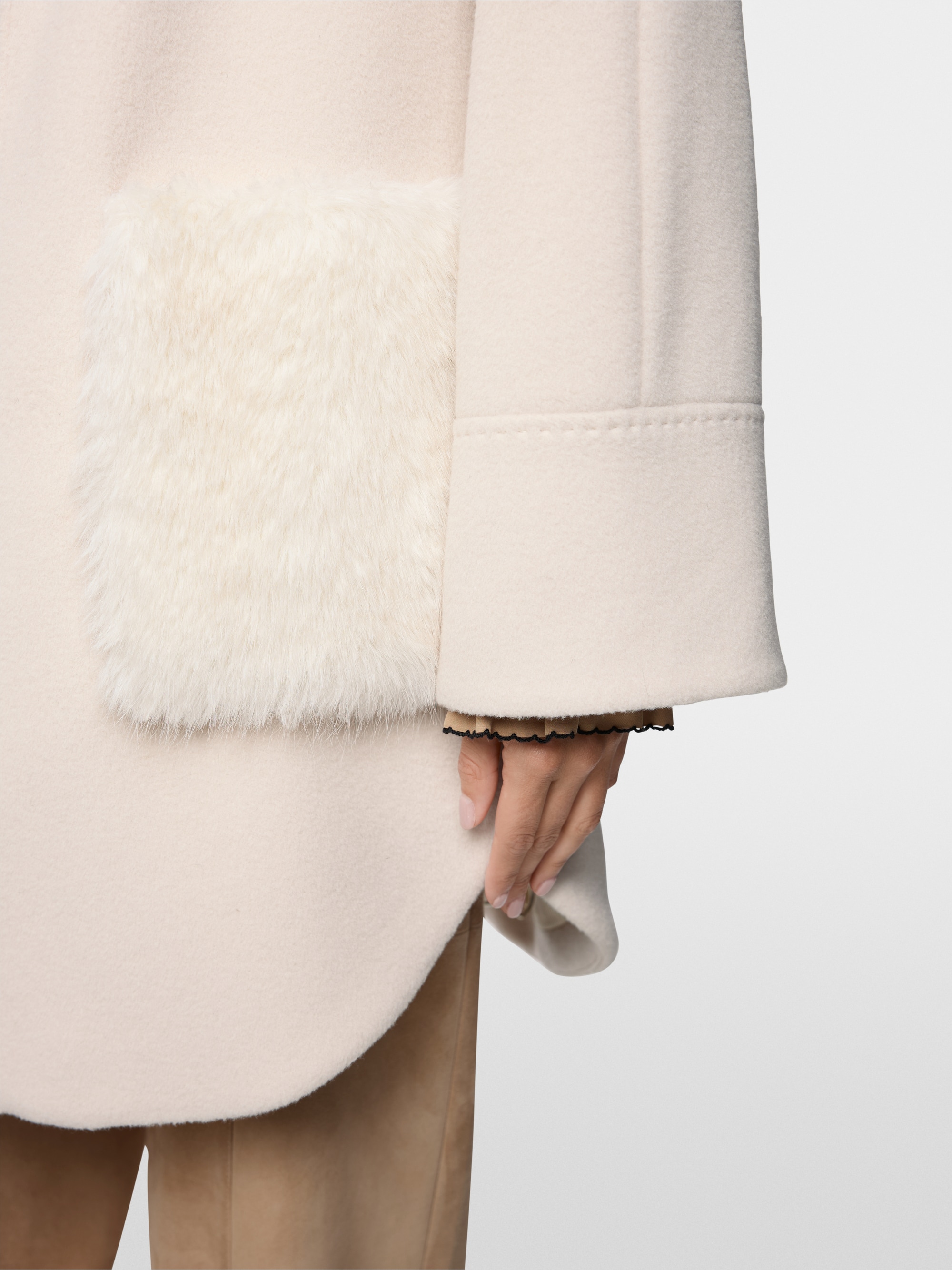 Alpaca blend coat with faux fur