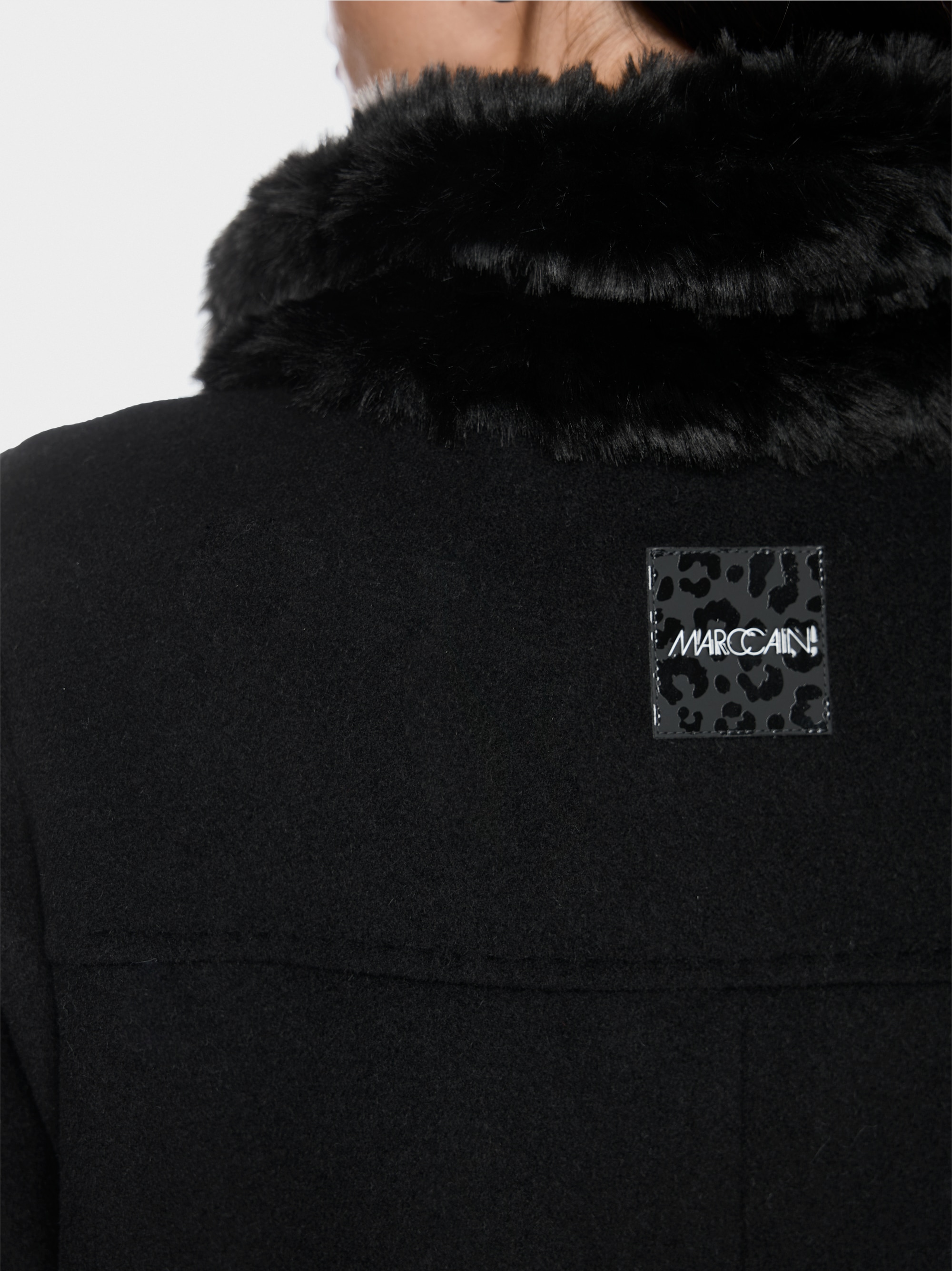 Alpaca blend coat with faux fur