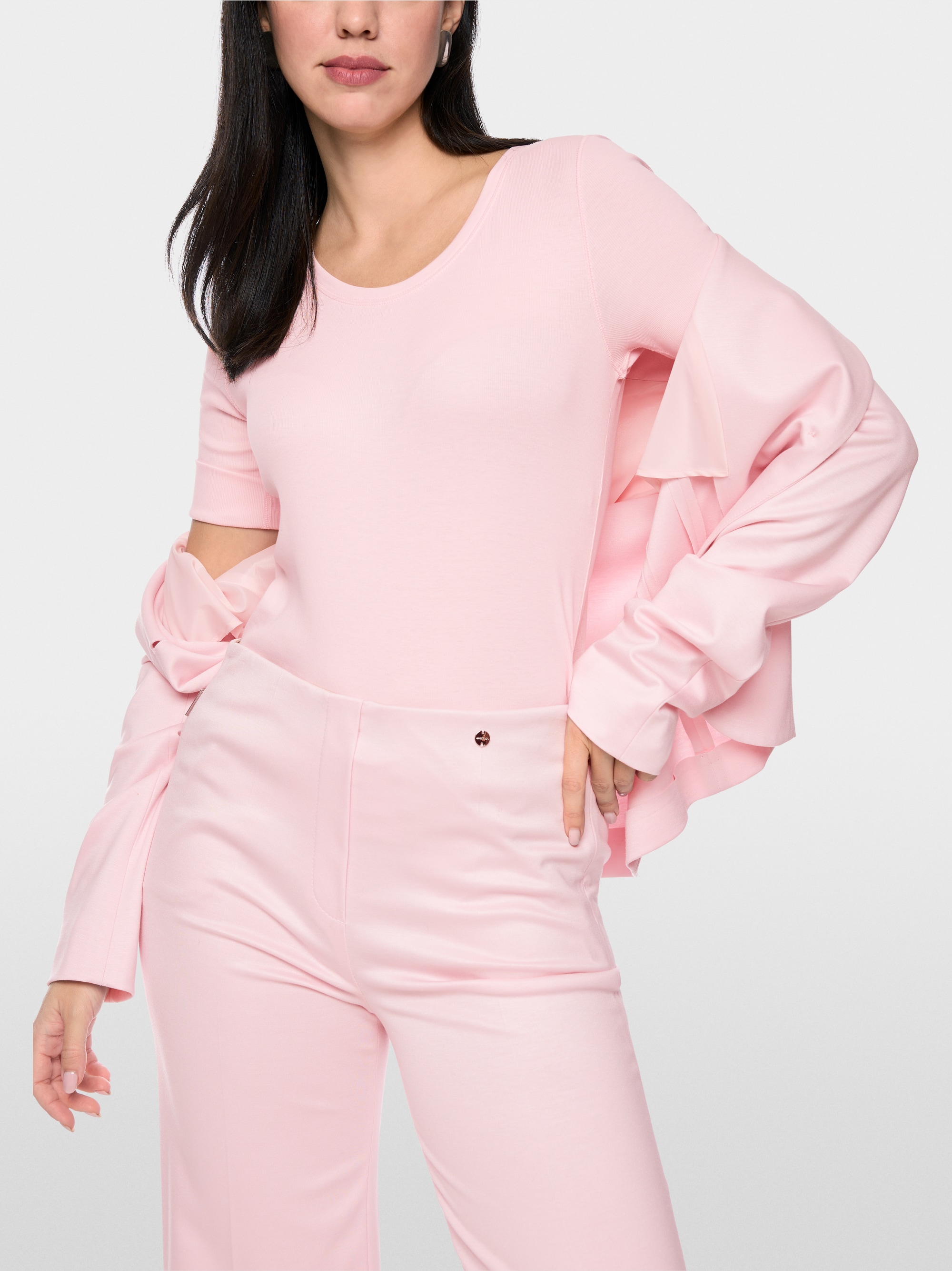 Stretch cotton shirt with half sleeves