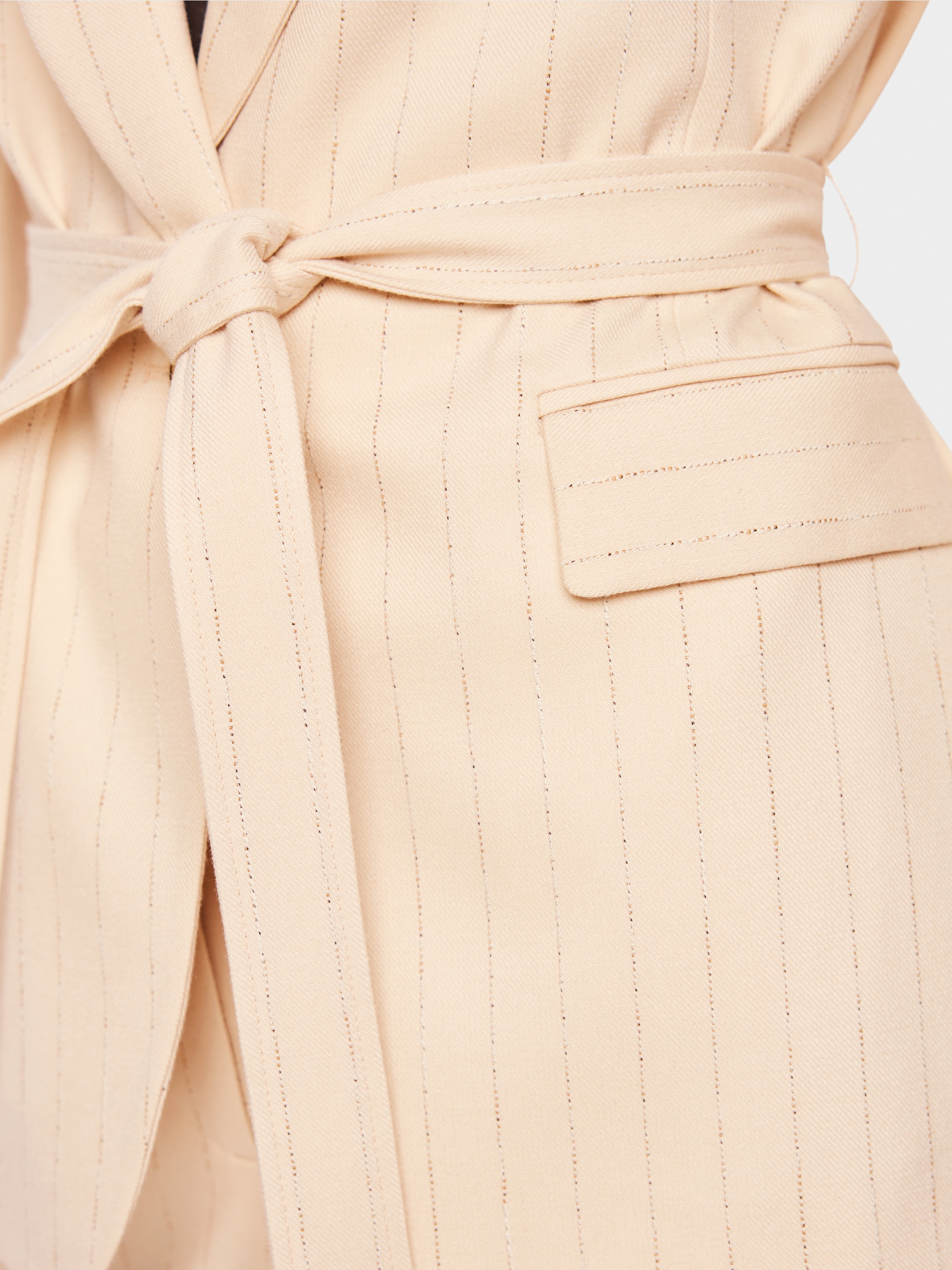 Pinstriped blazer with tie belt