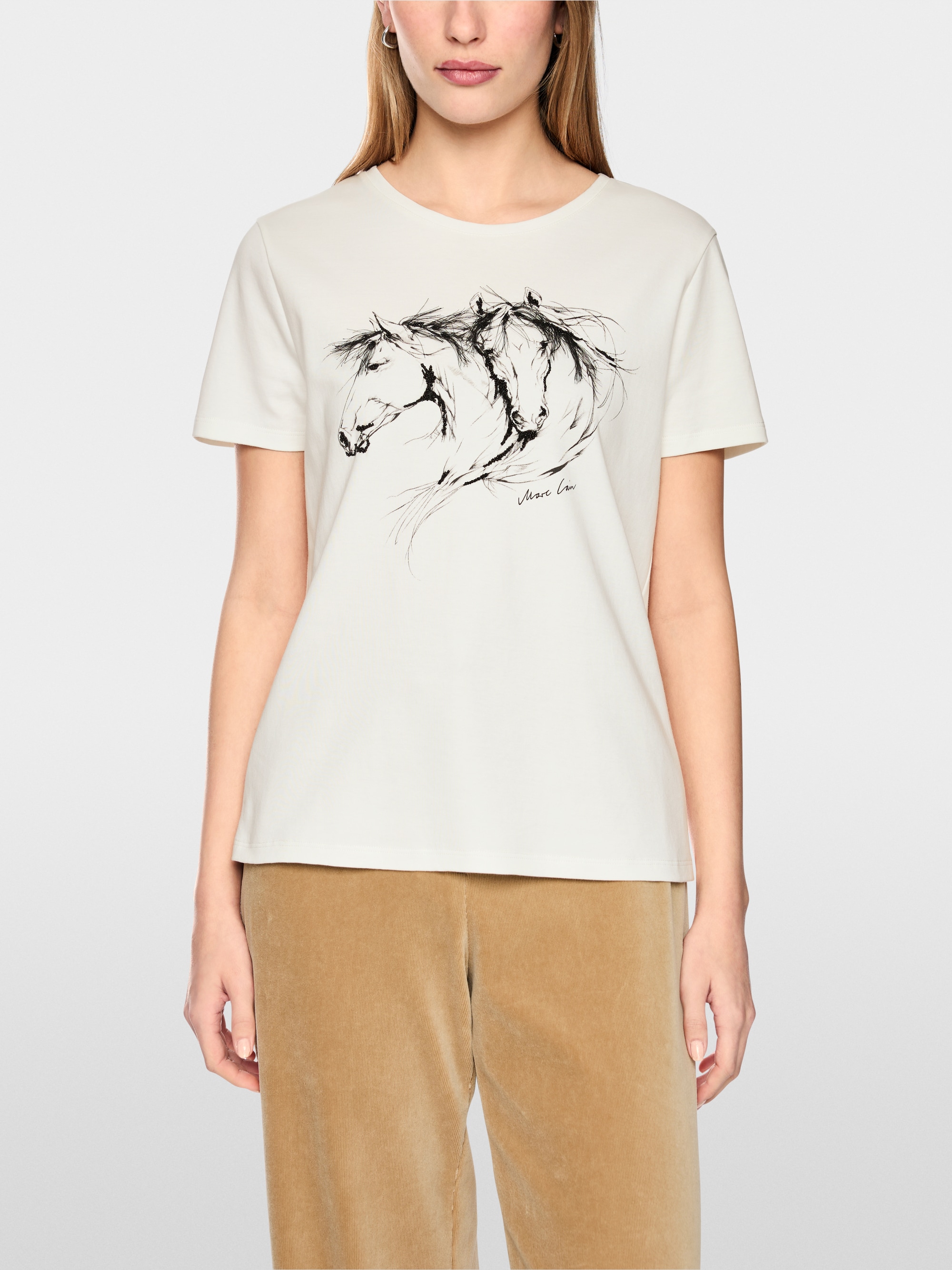 Cotton shirt with horse motif