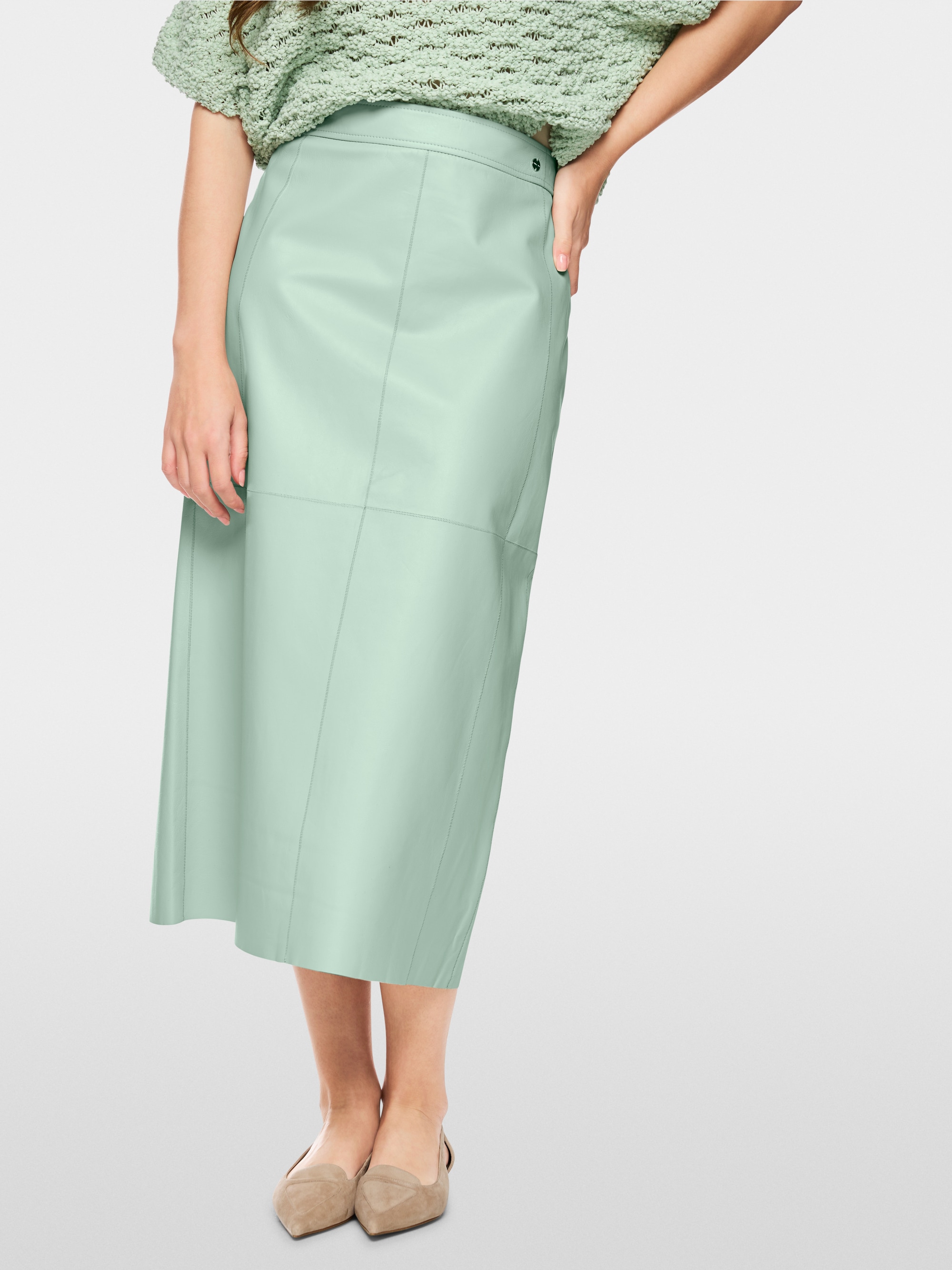 Fine nappa leather maxi skirt