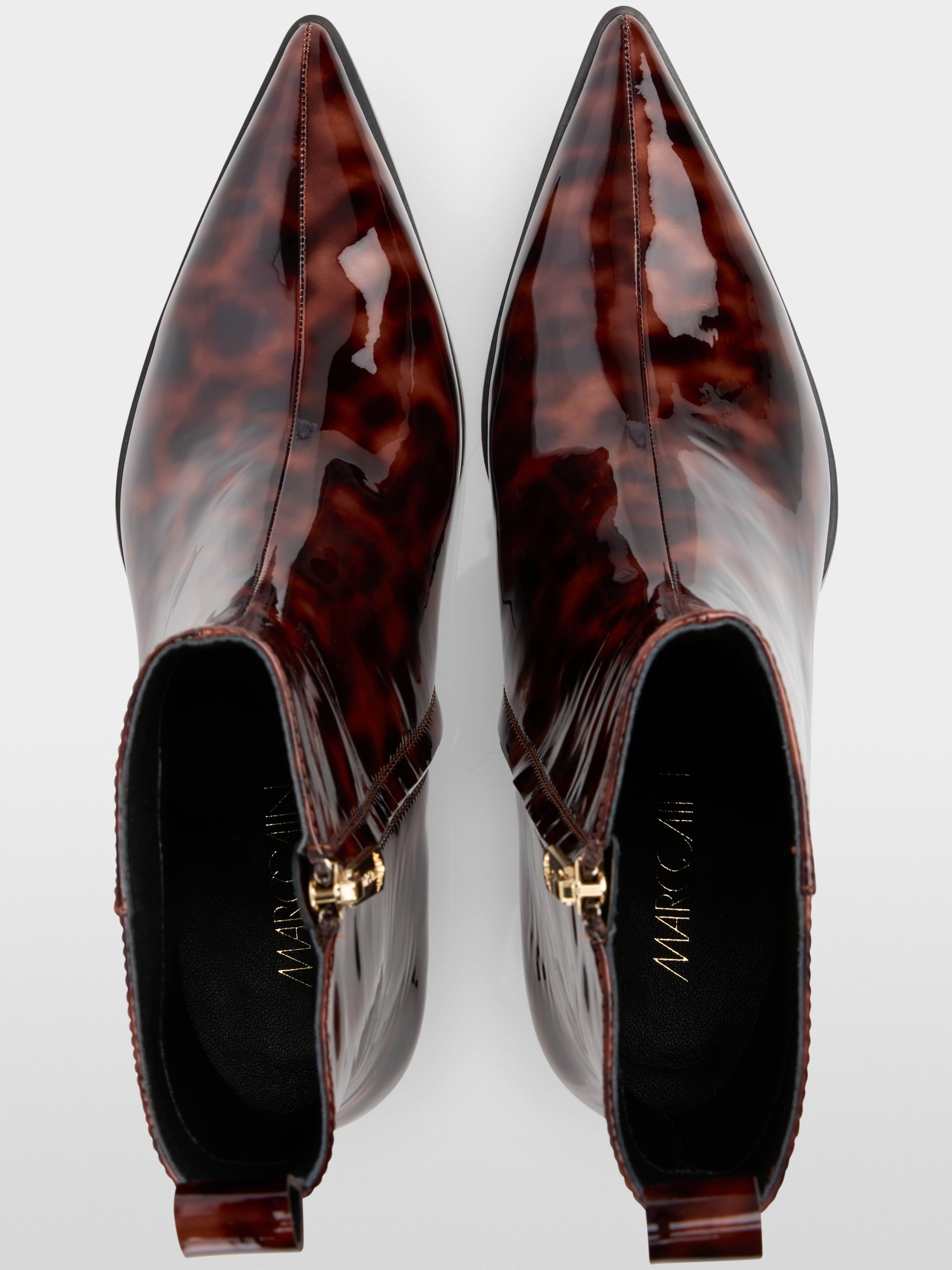 Patent leather leopard print booties