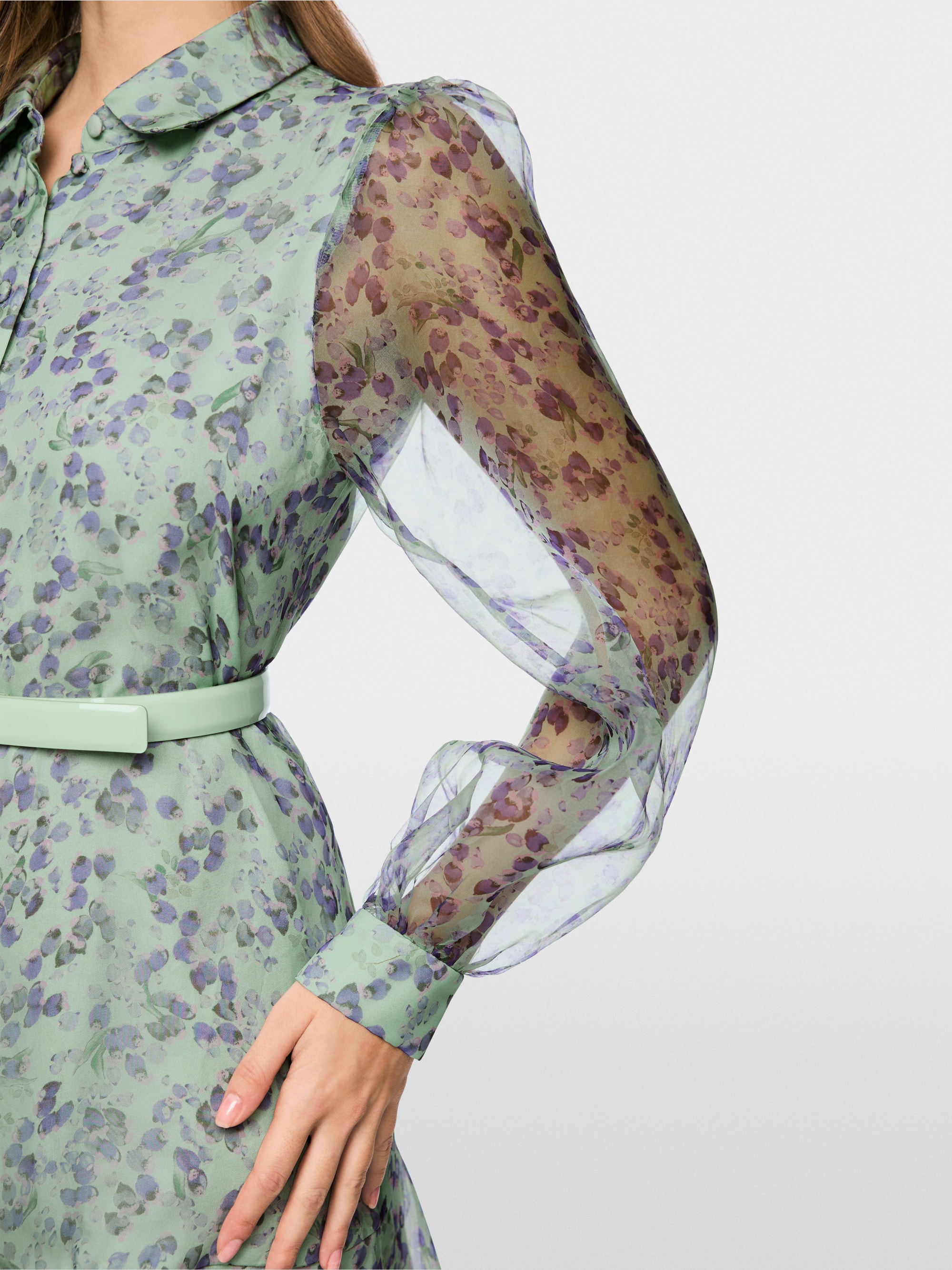 Airy silk dress with flounce