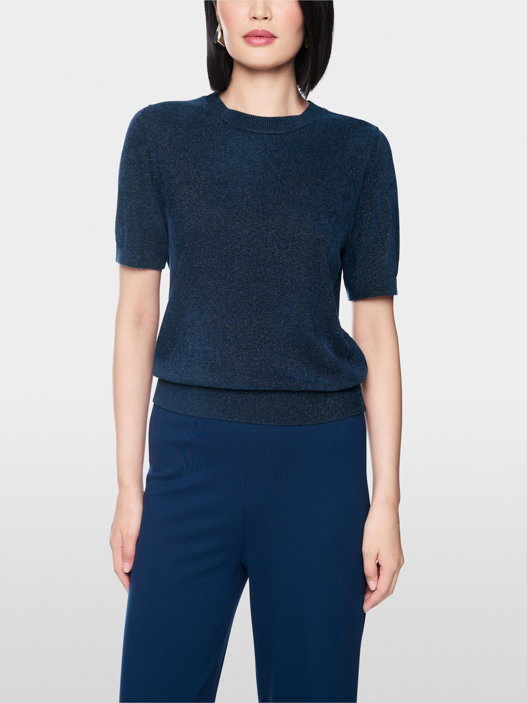 Short-sleeved round neck jumper