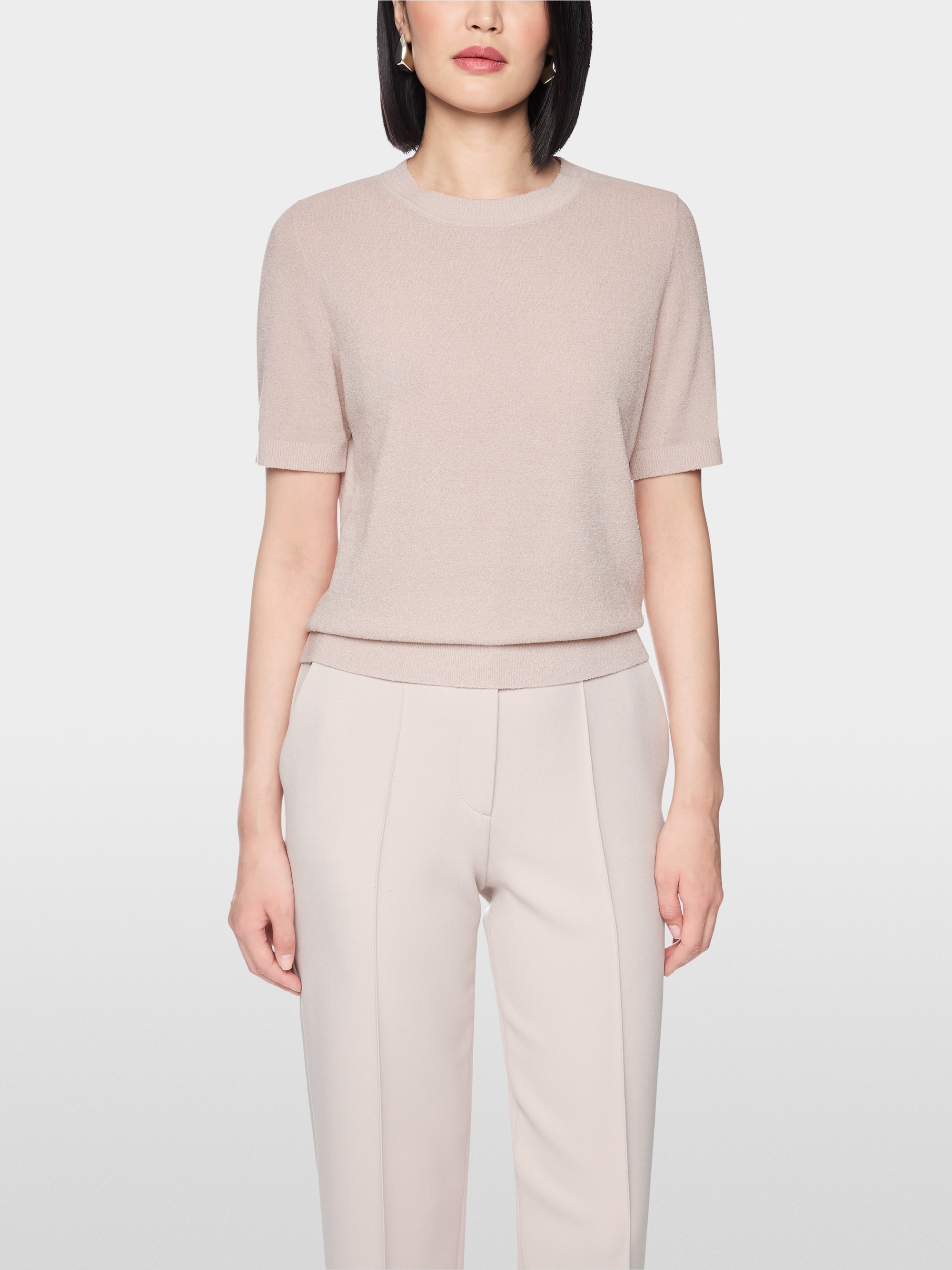 Short-sleeved round neck jumper