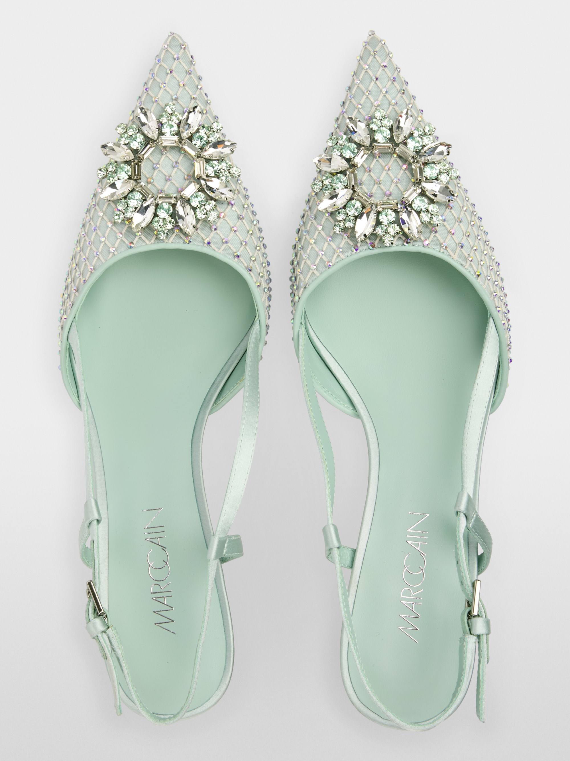 Slingback pumps with crystal mesh