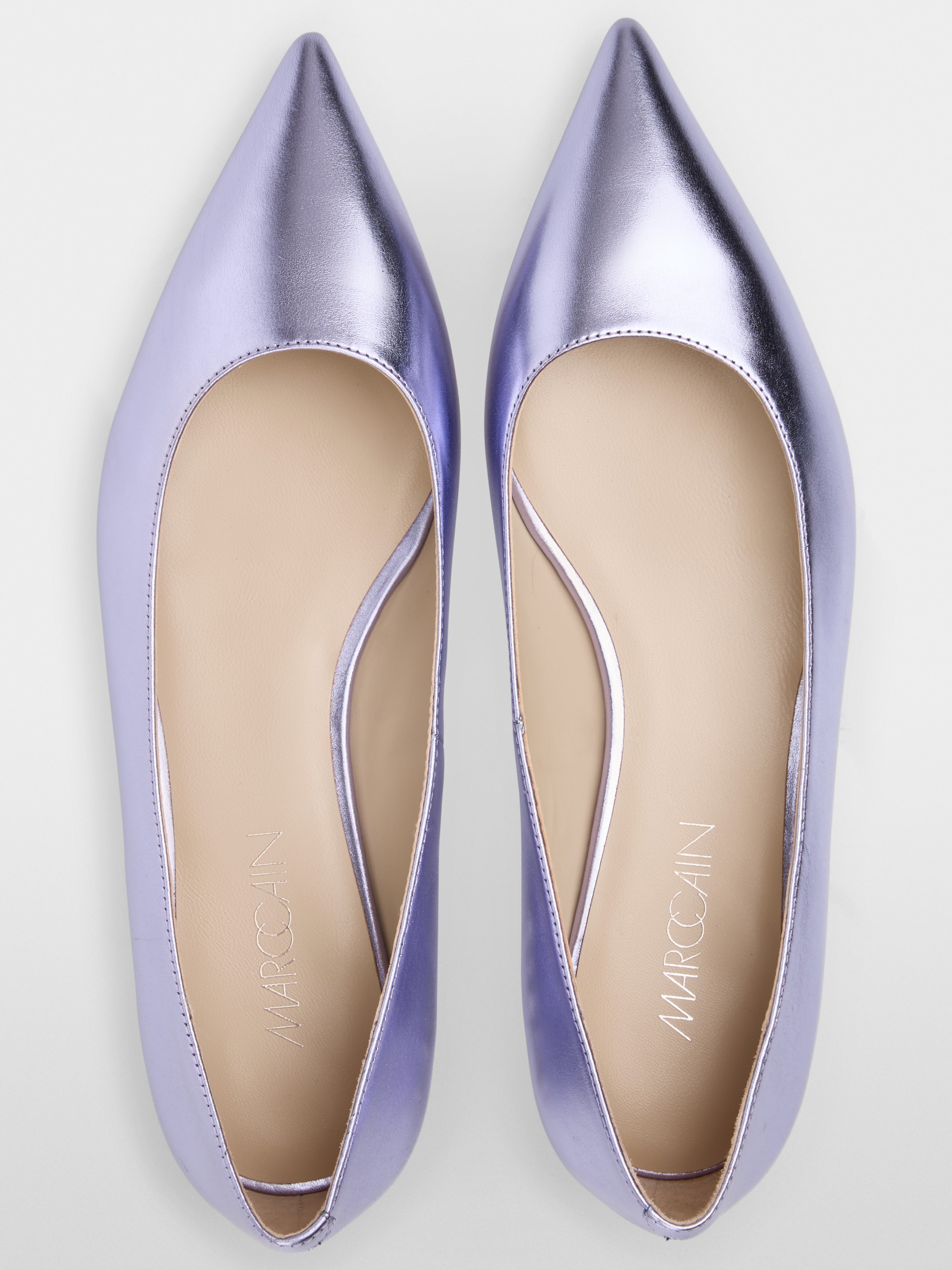 Metallic calfskin lace ballerina flats