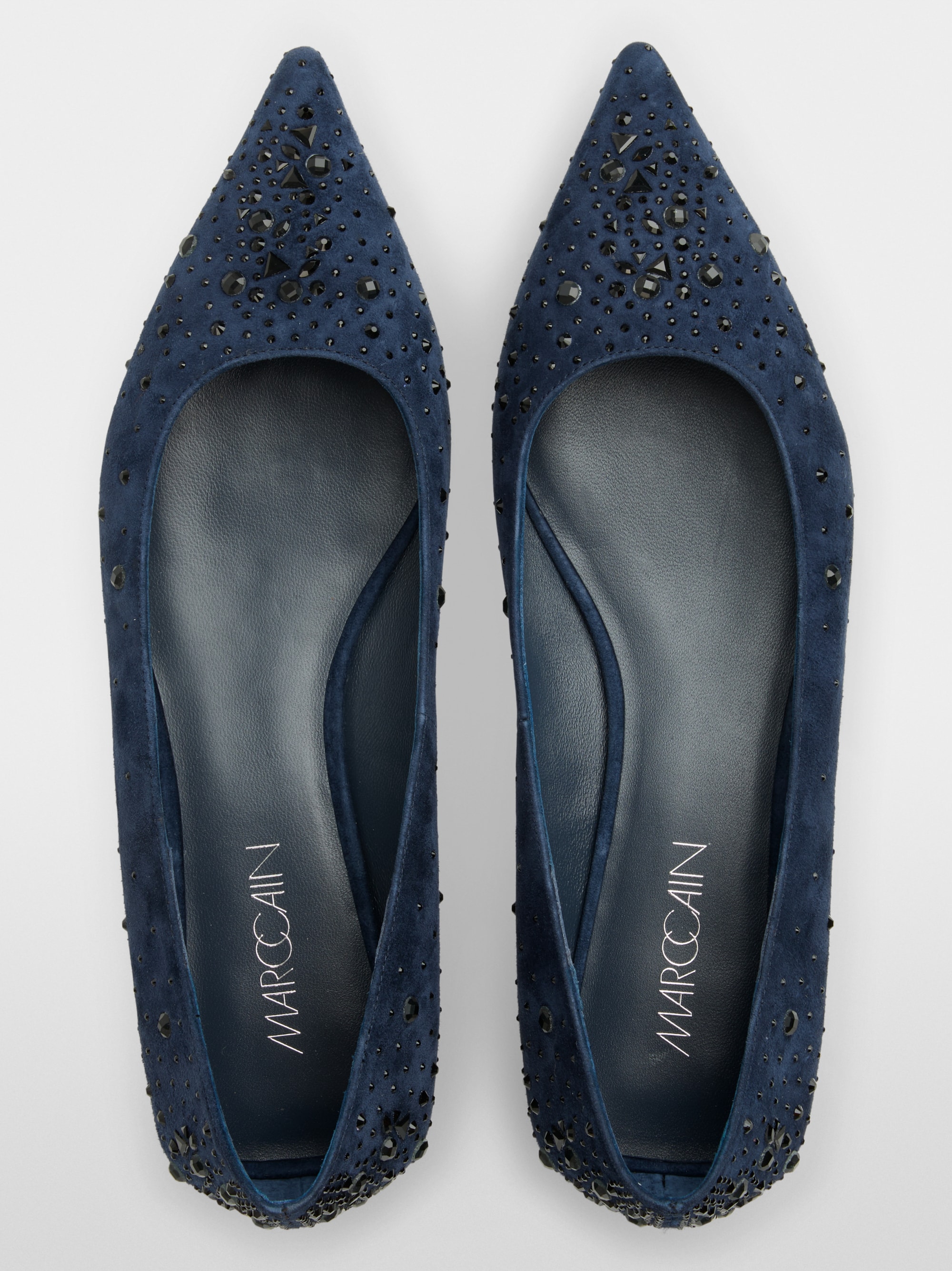 Suede ballerina flats with crystals