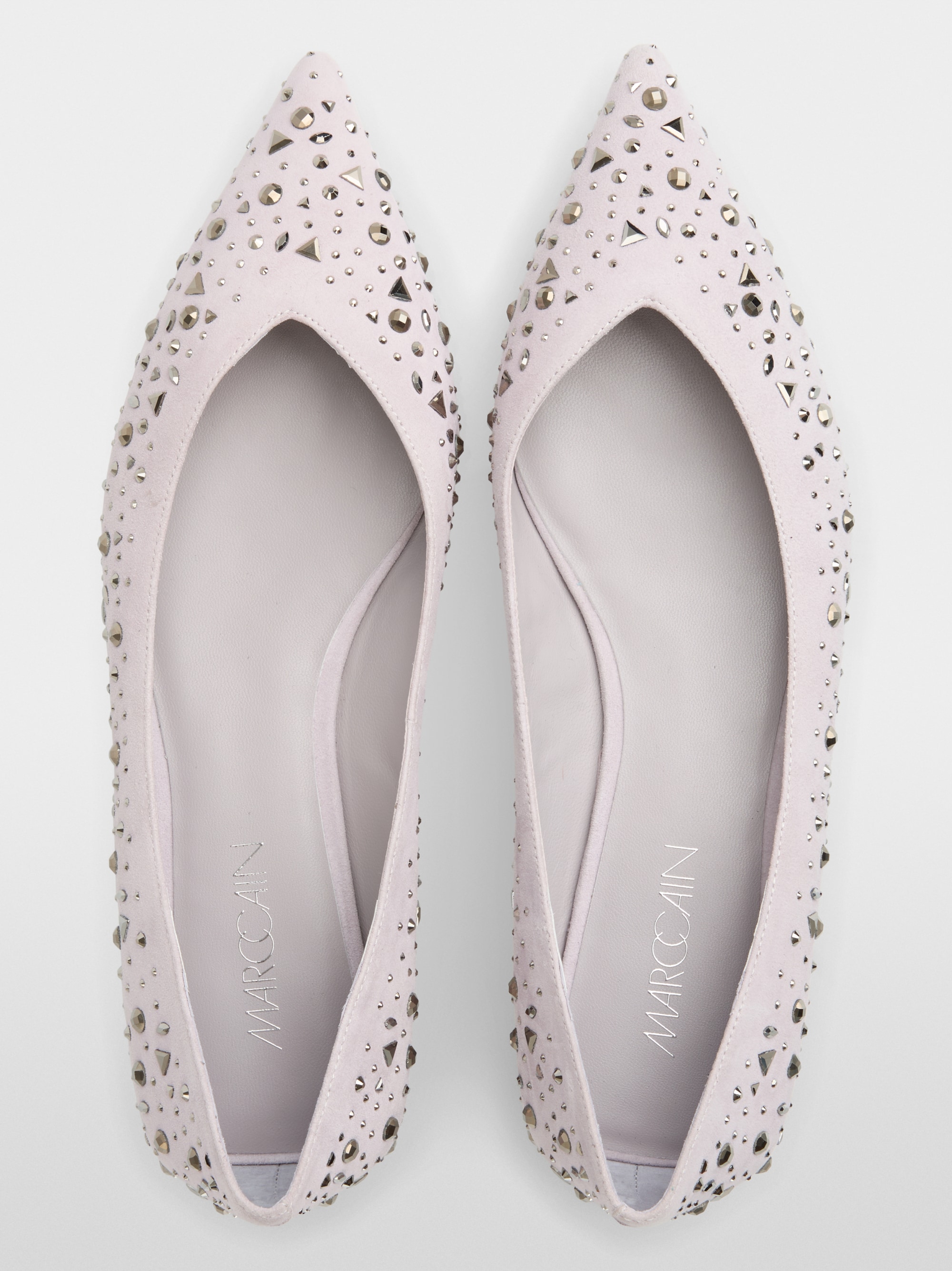 Suede ballerina flats with crystals
