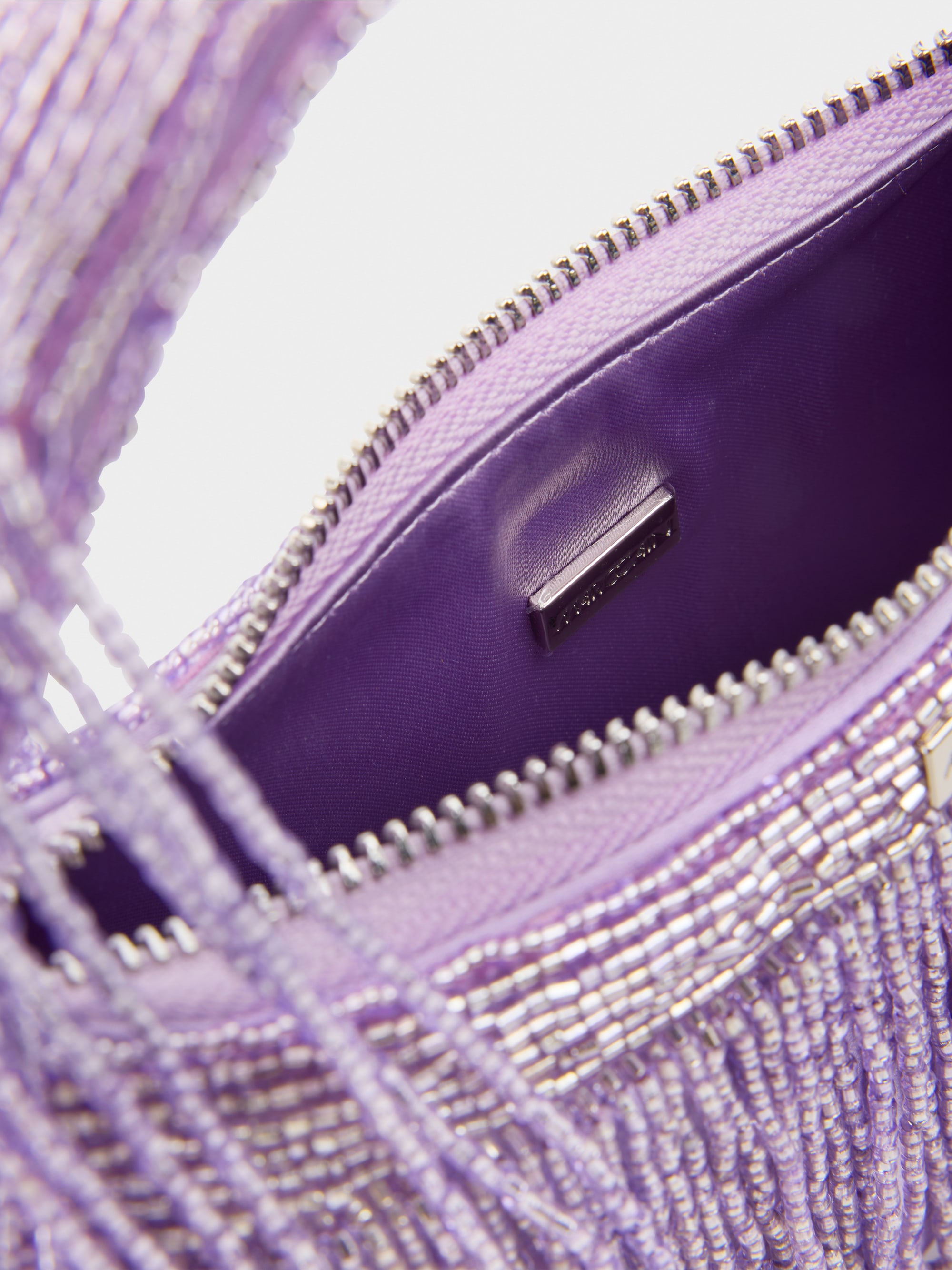 Satin mini bag with pearl trim