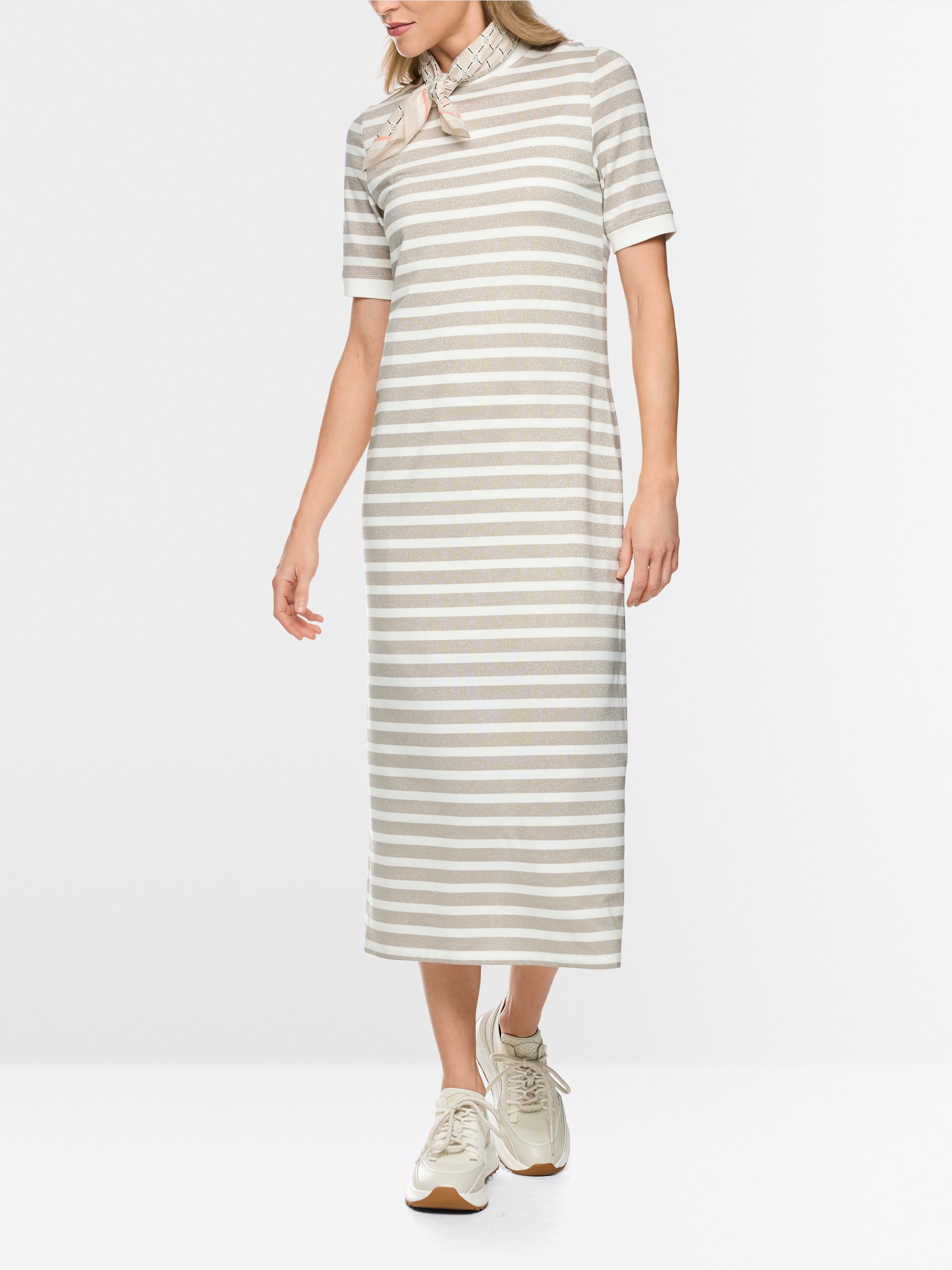 Robe double épaisseur à rayures en lurex