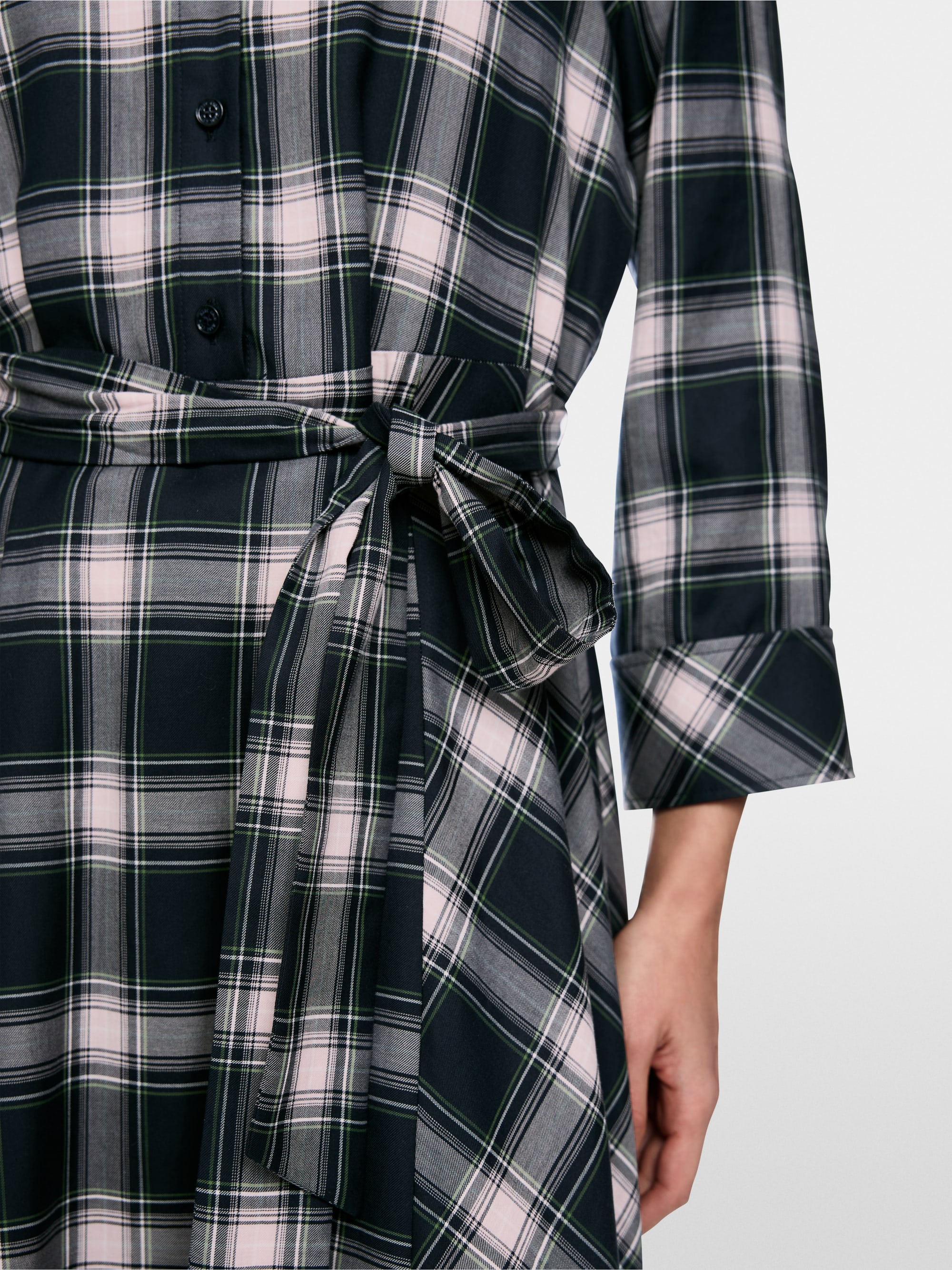 Checked shirt dress with tie belt