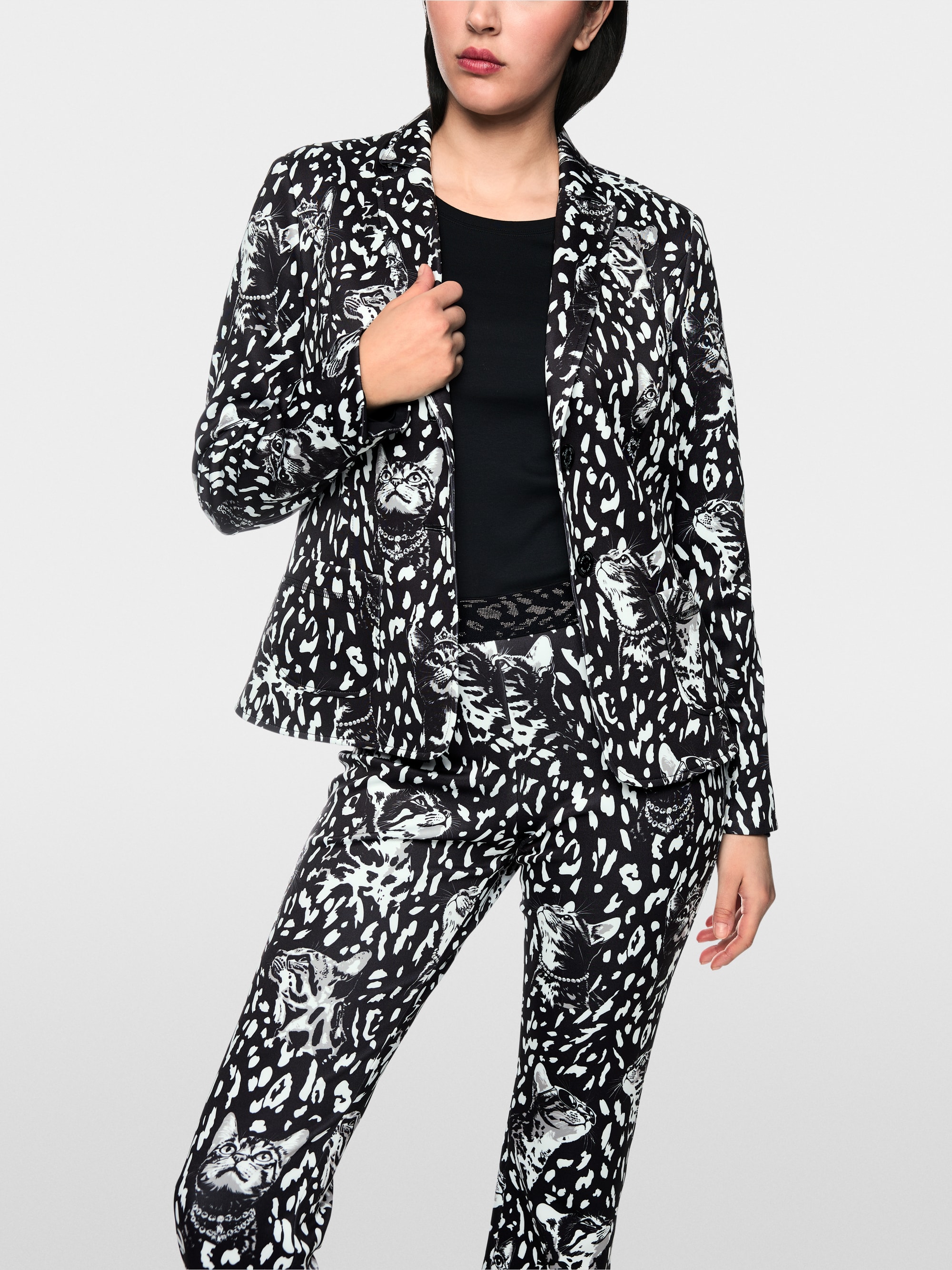 Printed jersey blazer