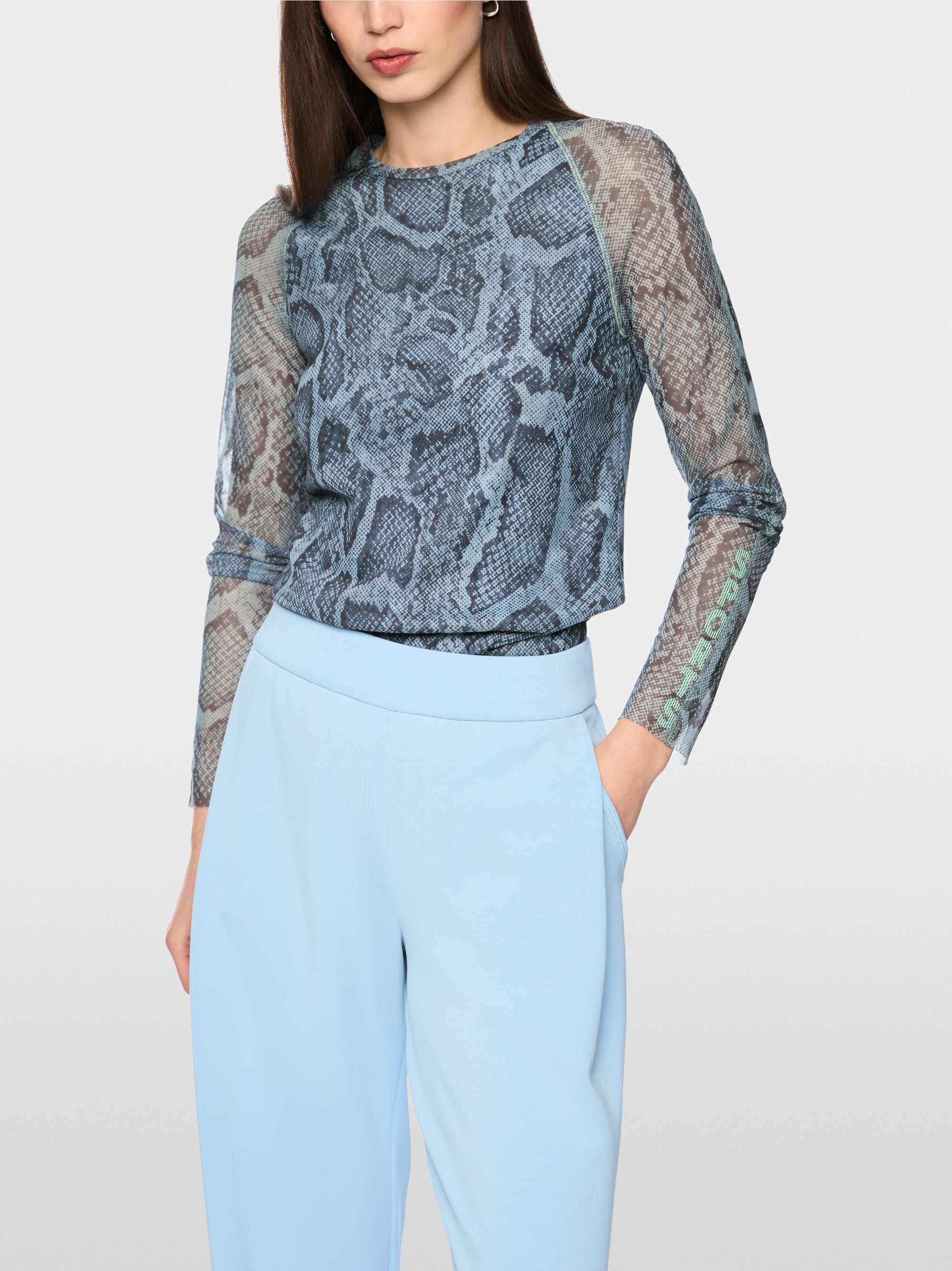 Mesh shirt with animal print