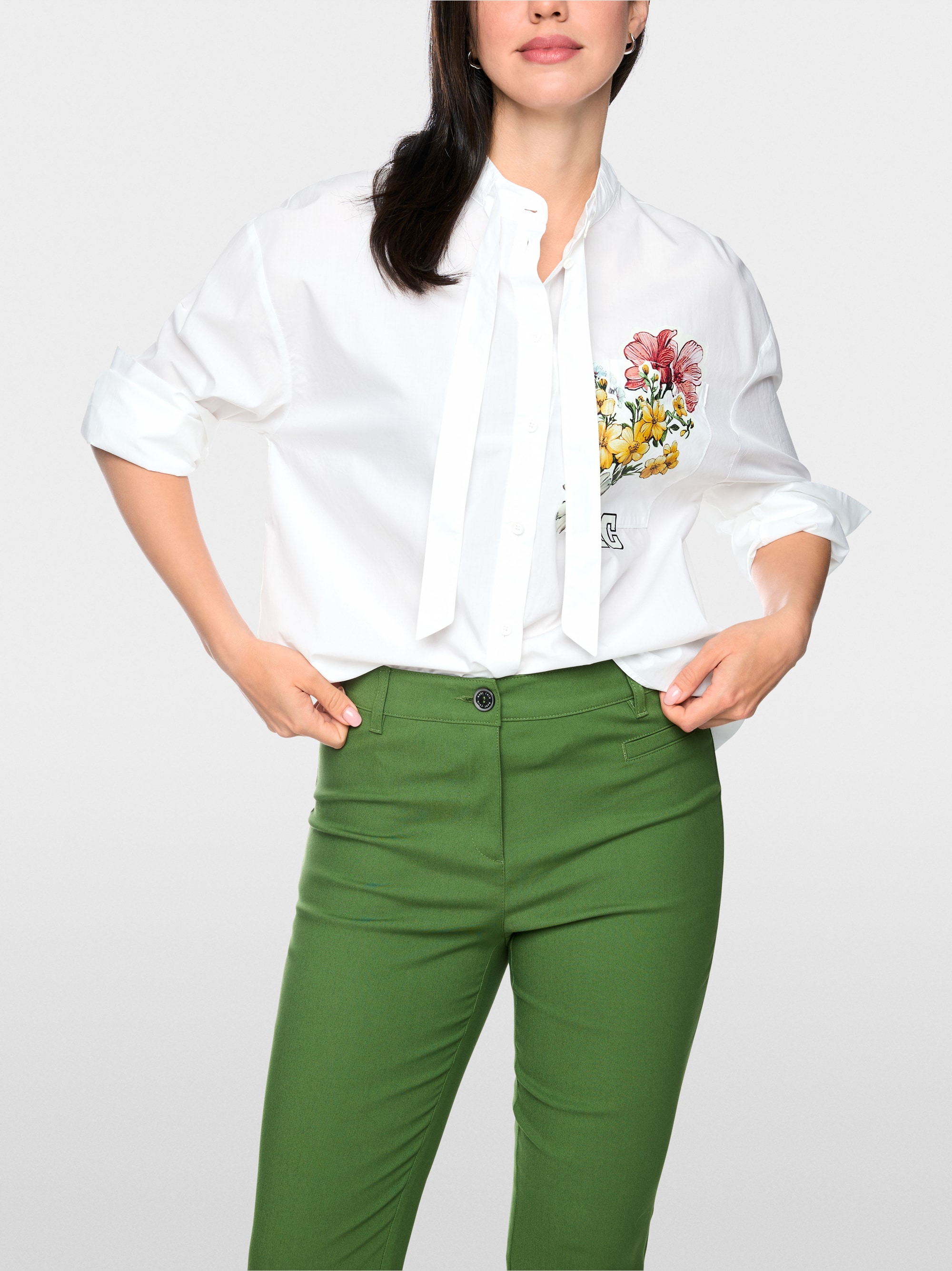 Cotton bow blouse