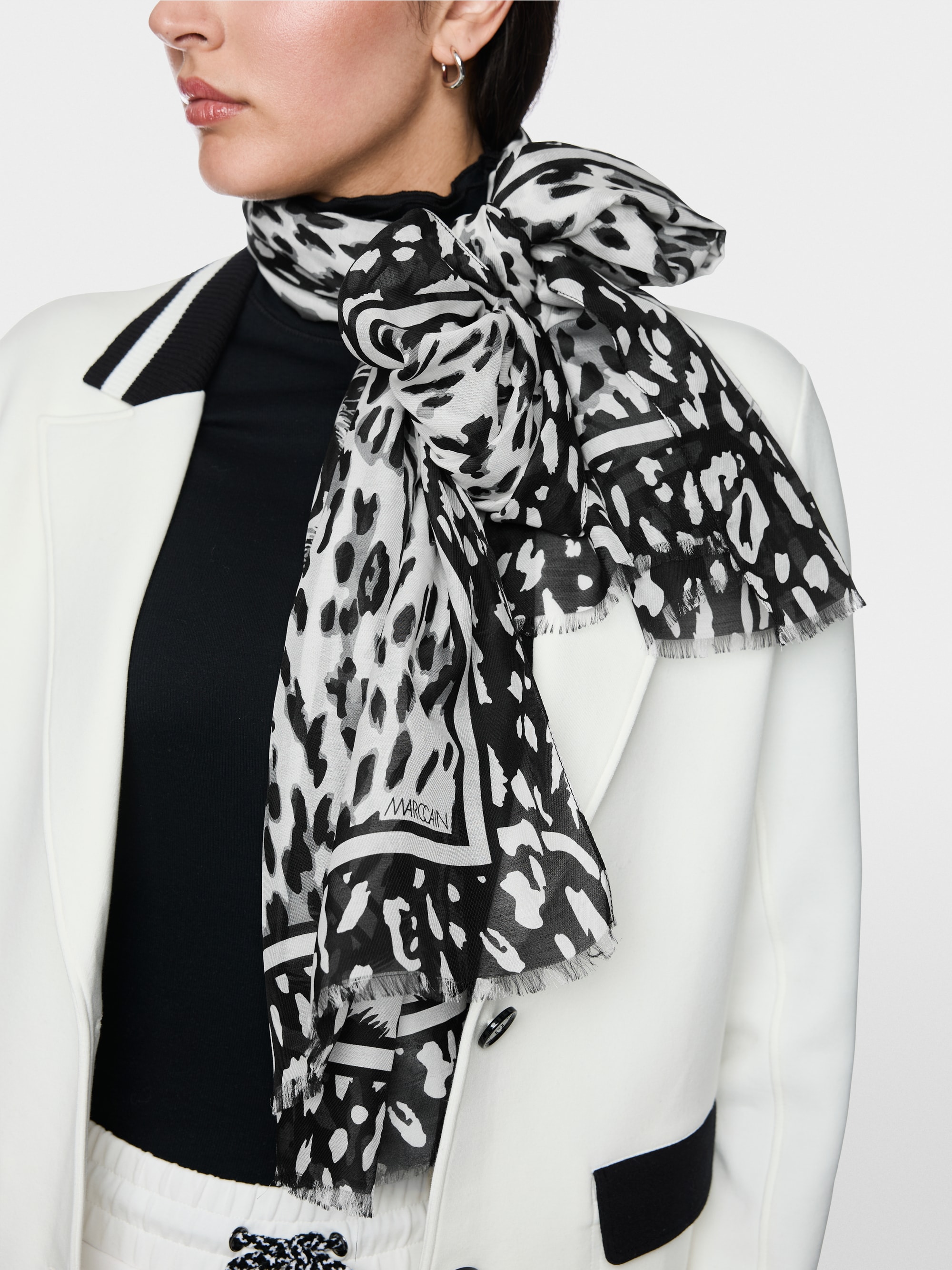 Printed cotton-silk scarf
