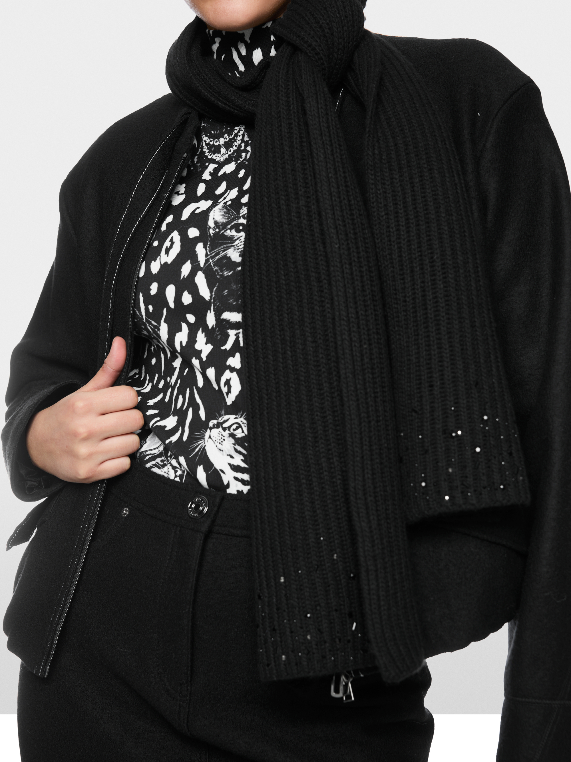 Scarf with rhinestone trim