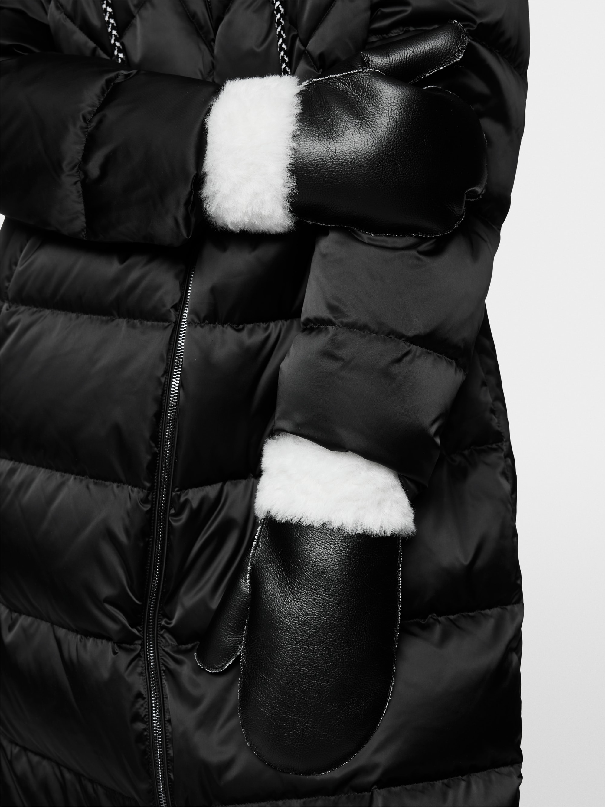 Faux leather mittens