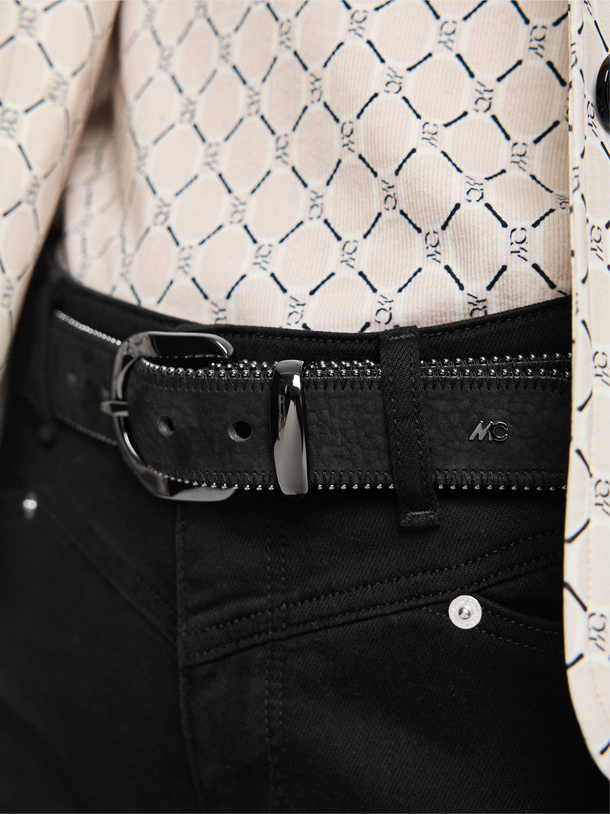 Ceinture en cuir nubuck avec ornements