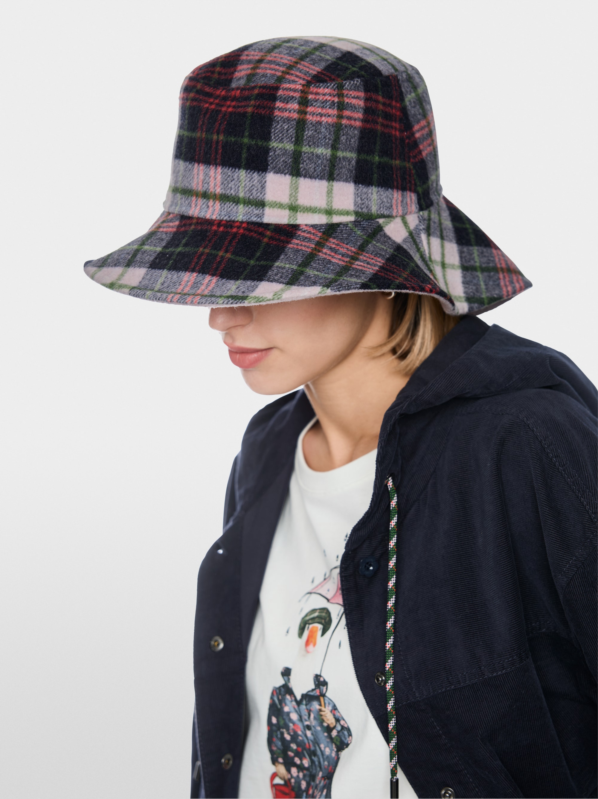 Chapeau réversible à motif à carreaux