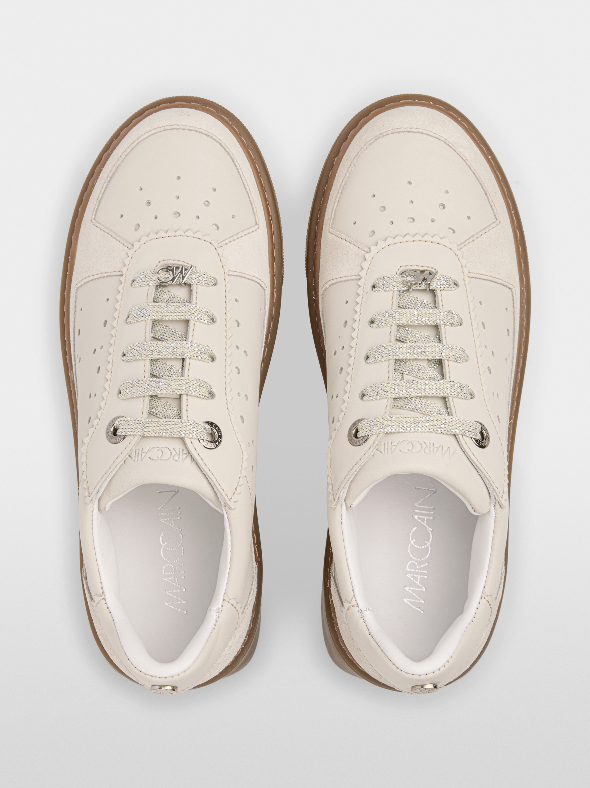 Suede trainers with perforations
