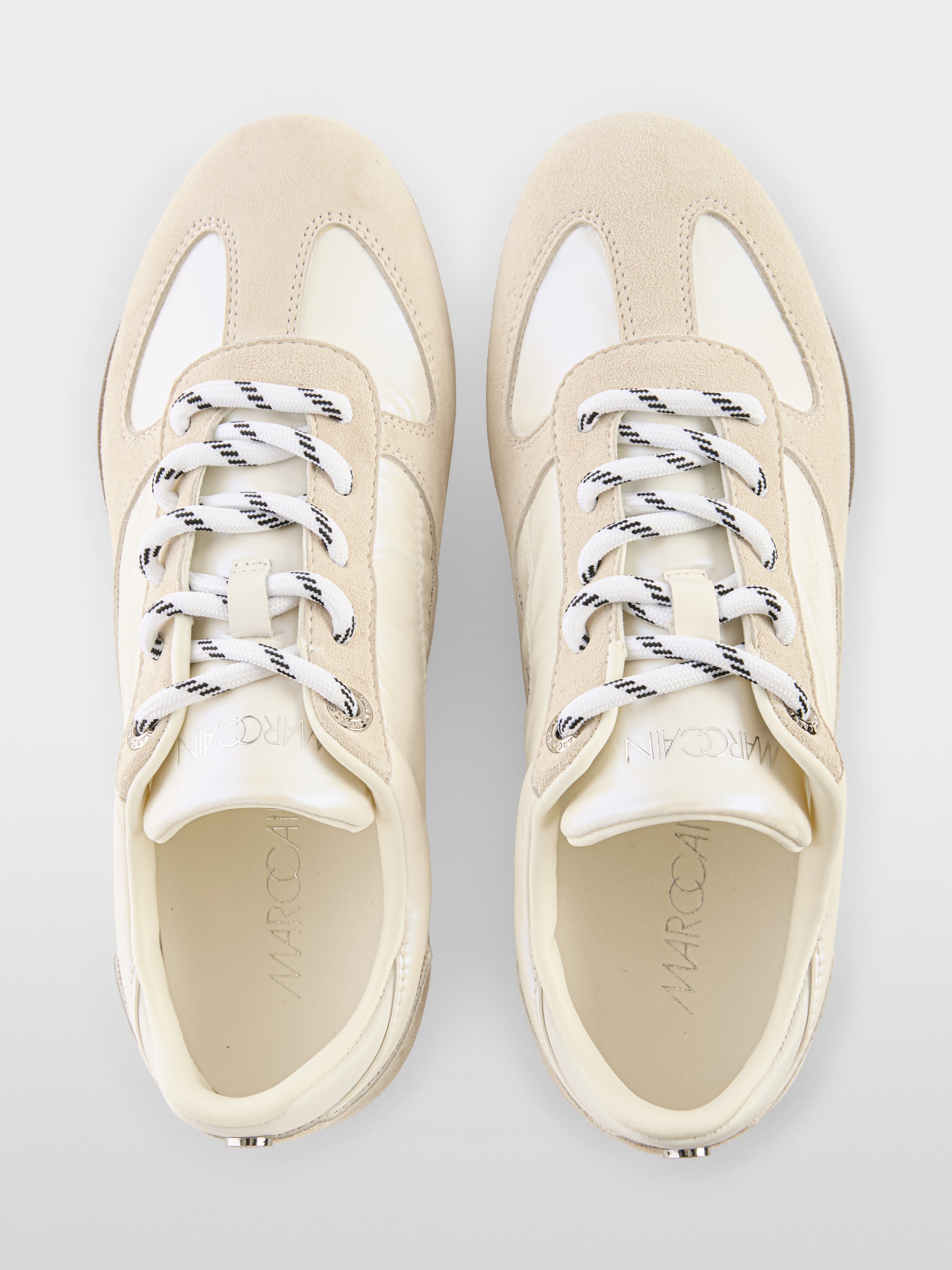 Baskets en nylon avec empiècements en cuir velours