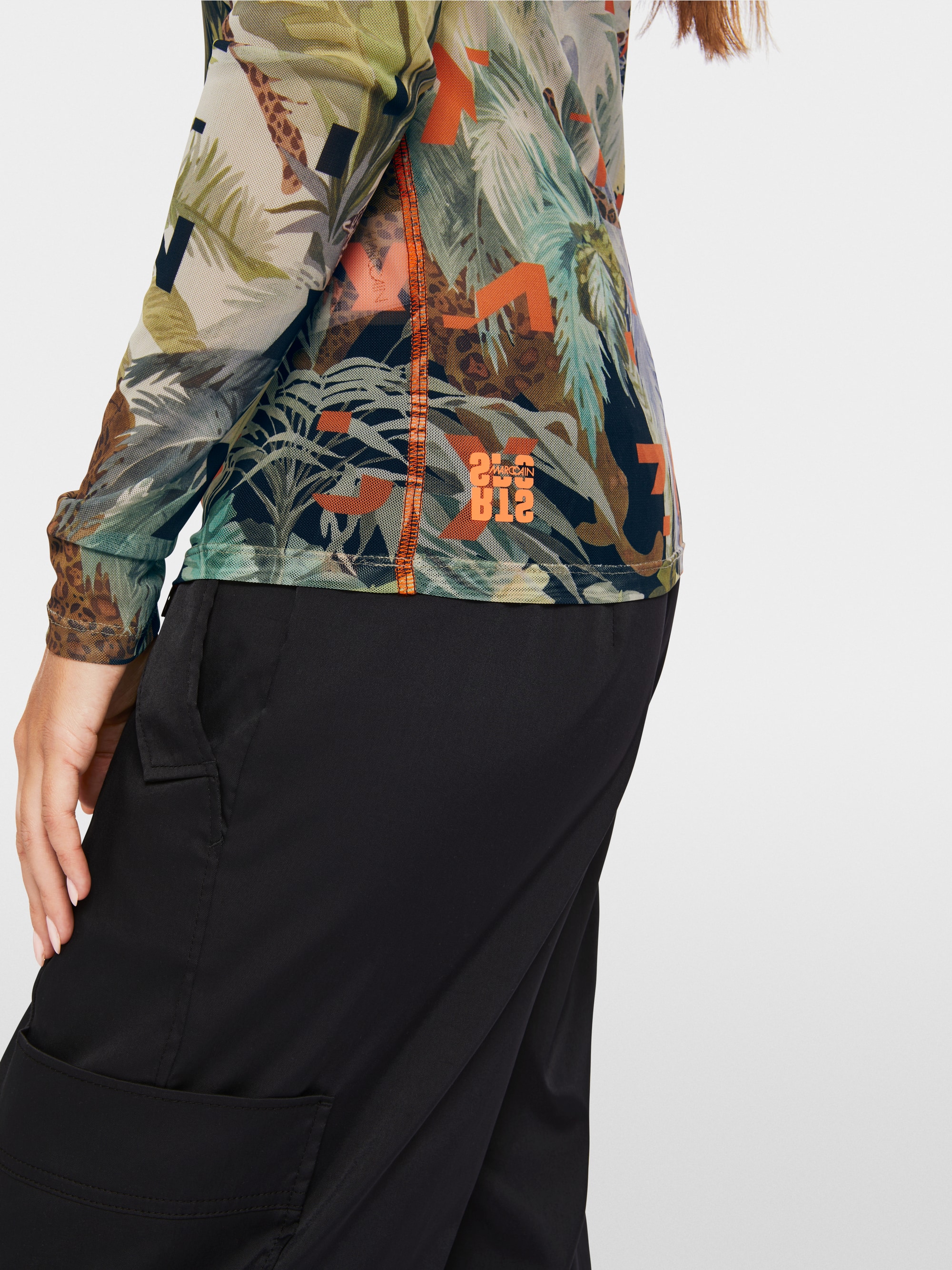 Mesh-T-Shirt mit Alloverprint