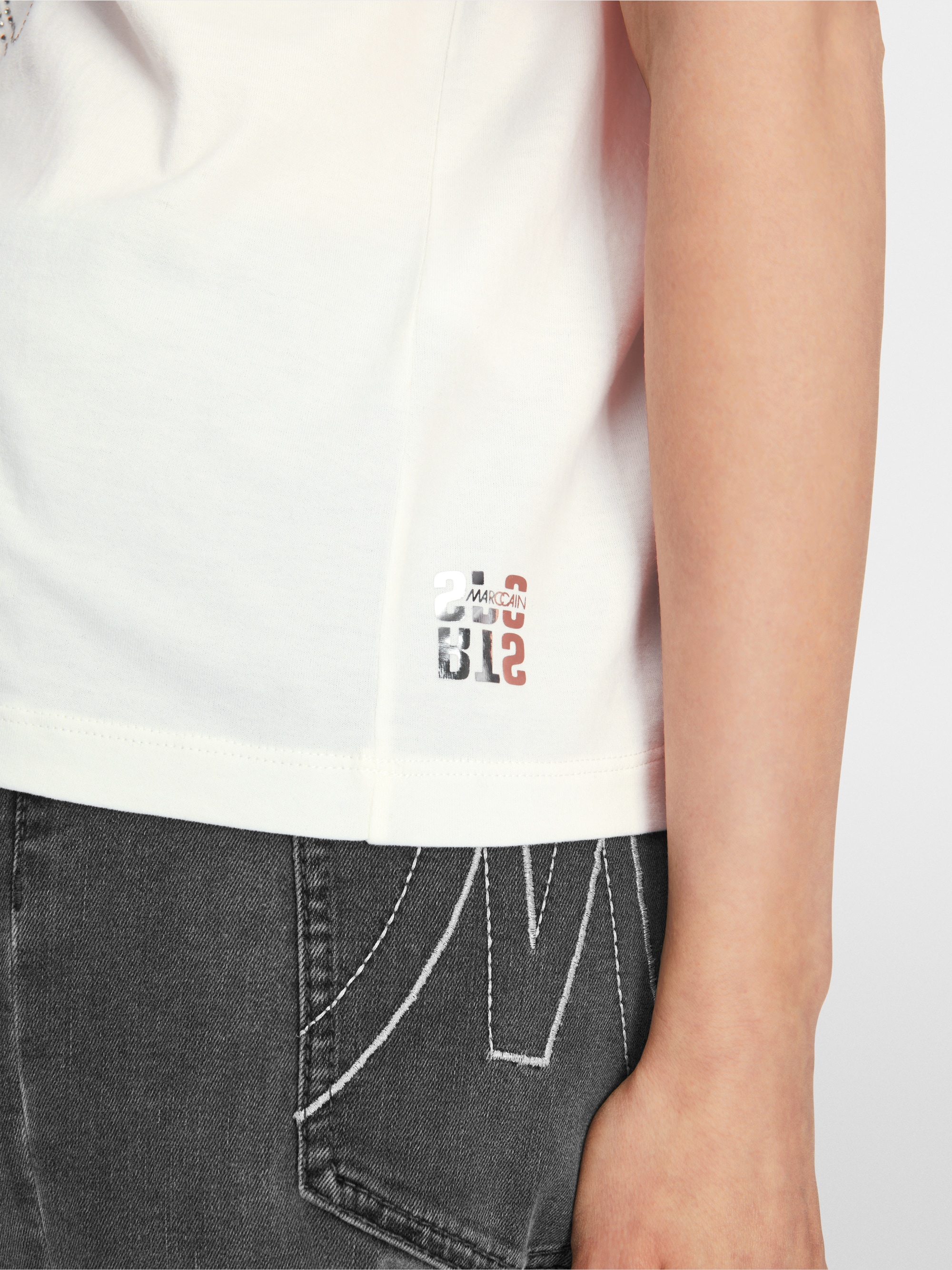 Cotton T-shirt with glitter motif