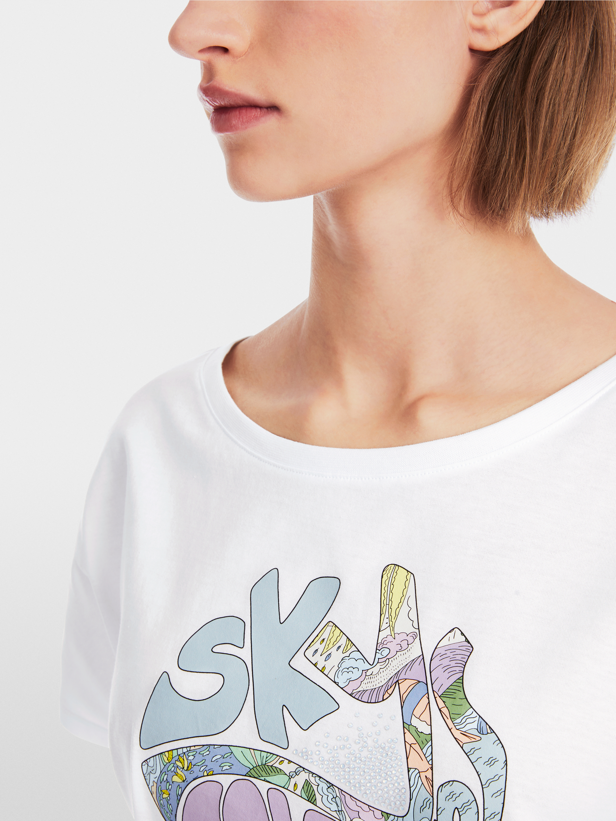 "Rethink Together" T-Shirt mit Strass