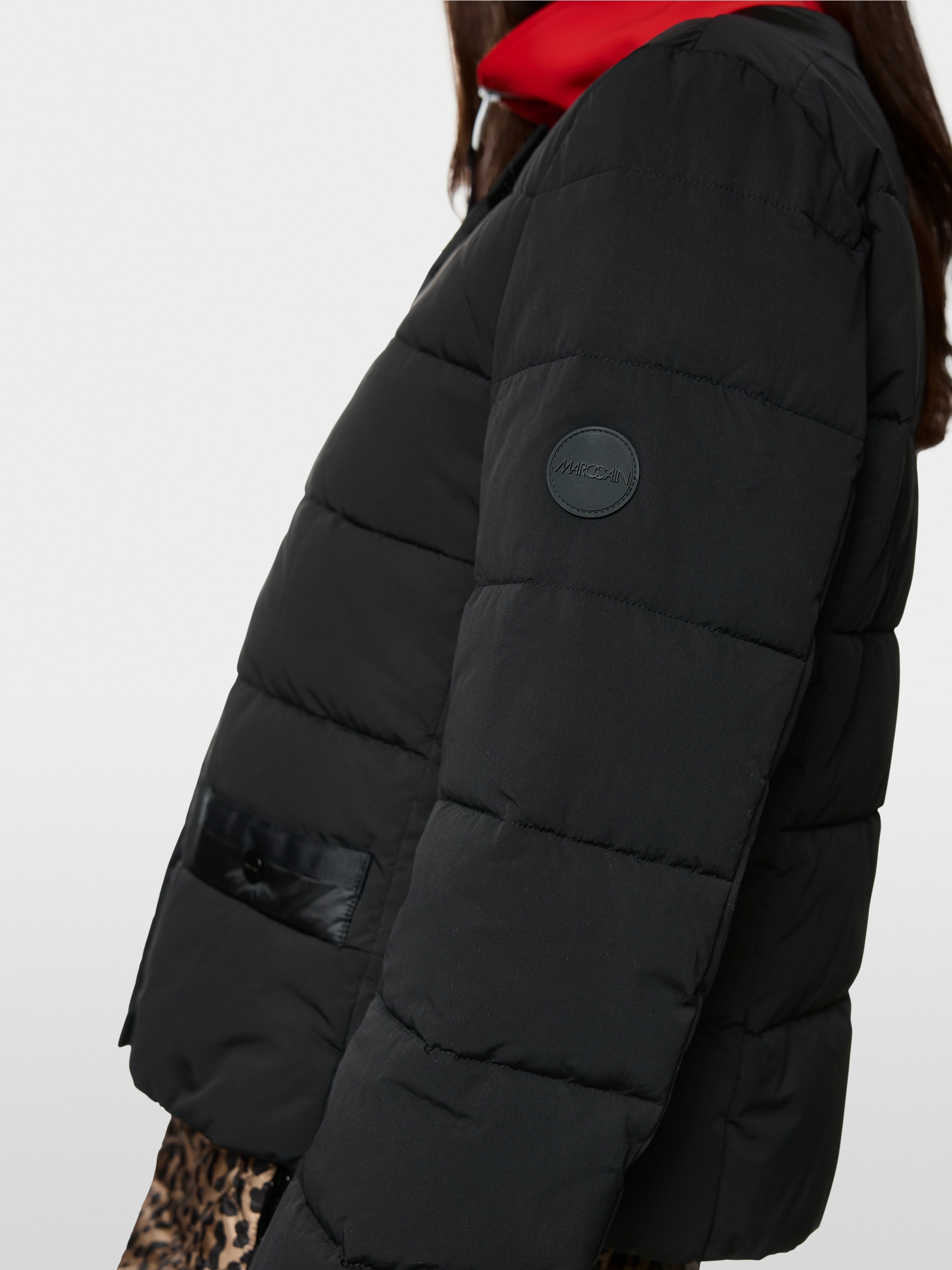 Gewatteerde jas met nylondetails