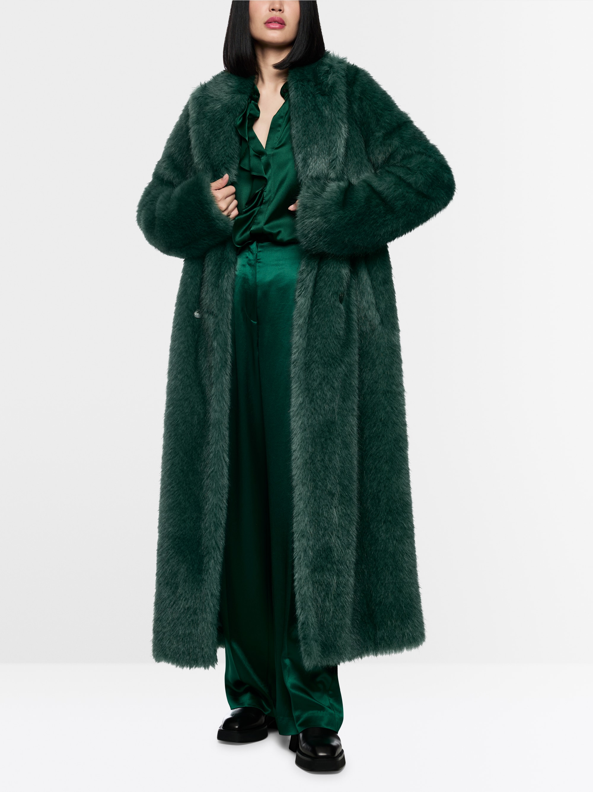 Long faux fur coat