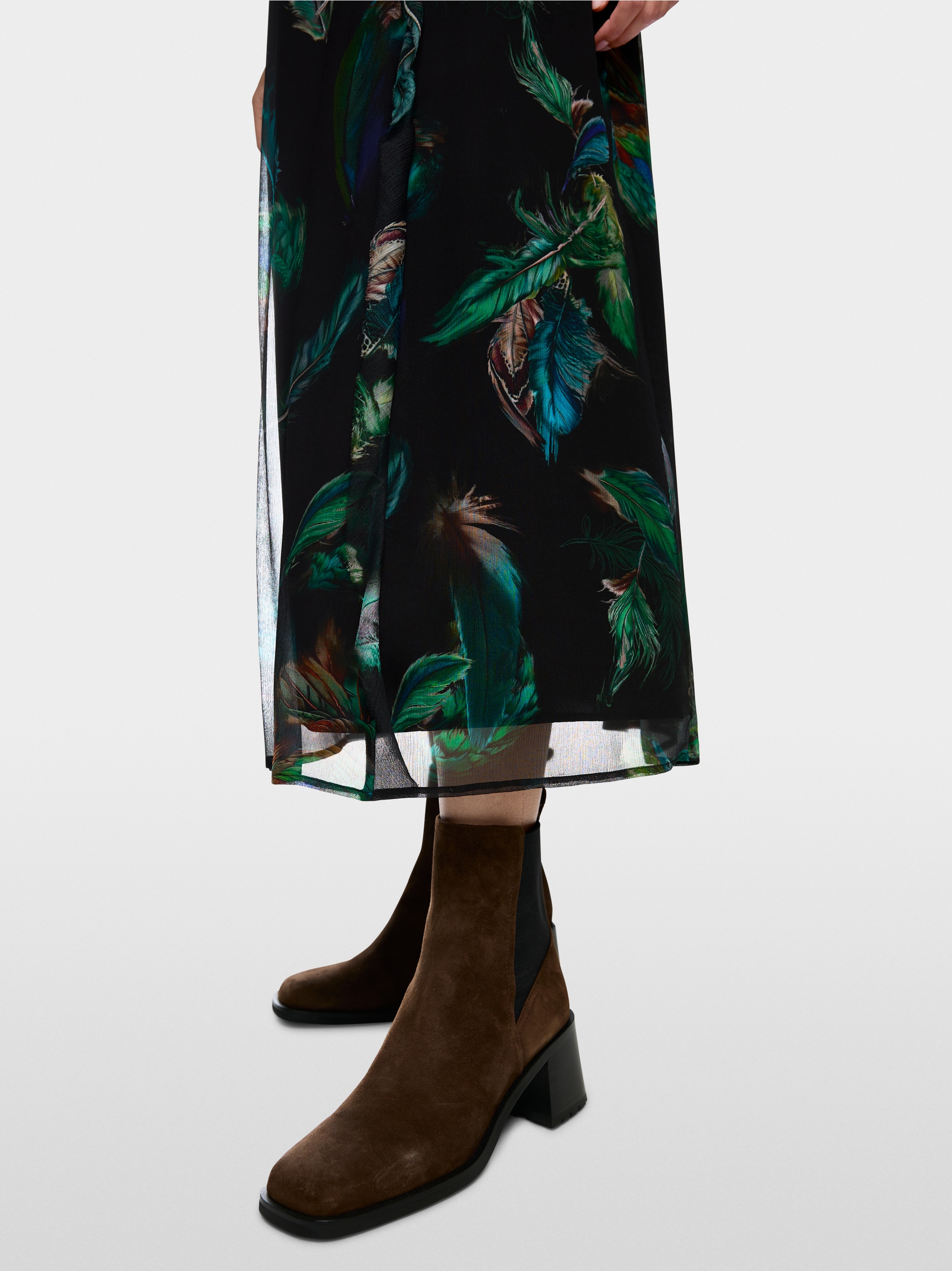 Robe en viscose avec imprimé plumes