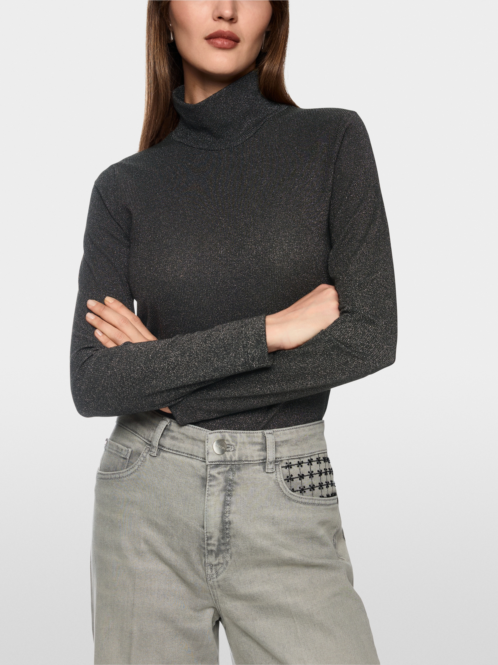 Schmaler Lurex-Longsleeve